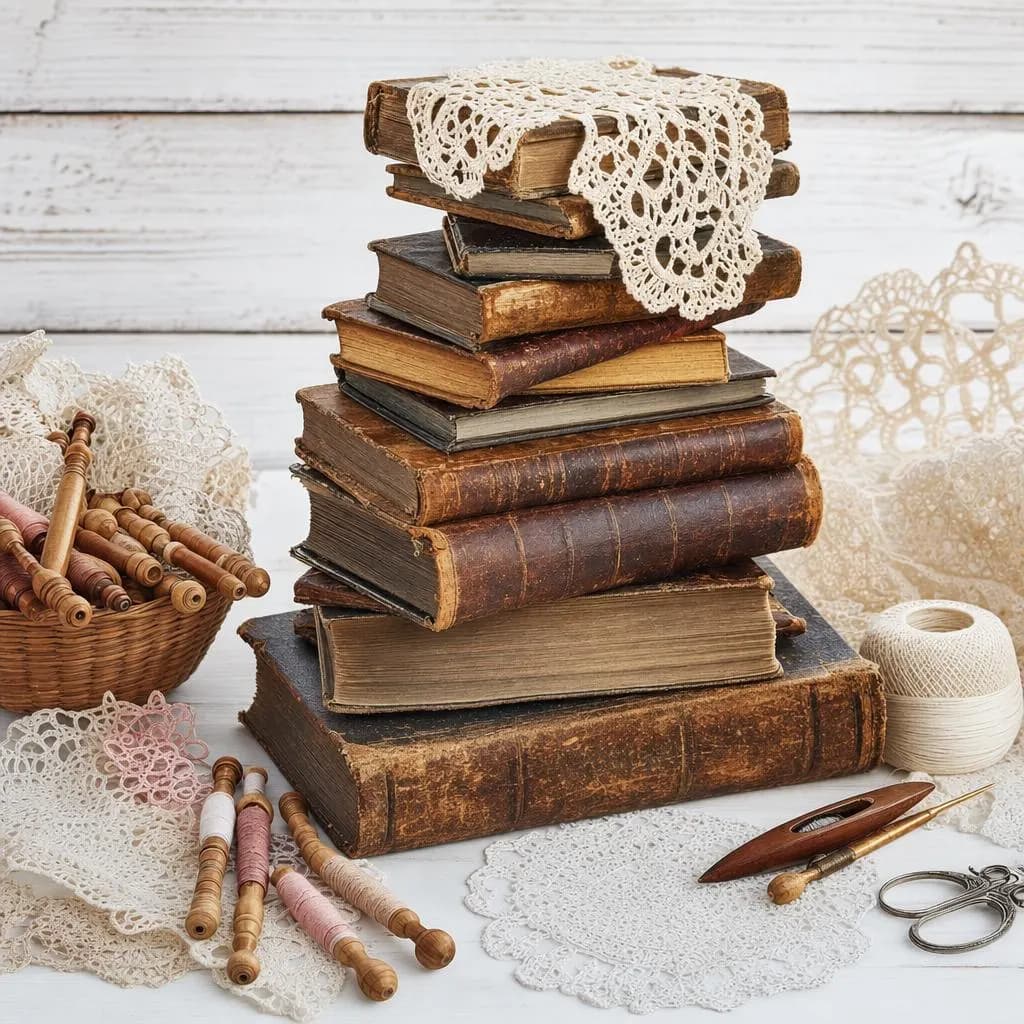 100 Rare Old Books on Lace Making Bobbin Tatting Crochet Filet Patterns Designs Doilies Needle Lace Shuttle Collection | Size 1.2 GB