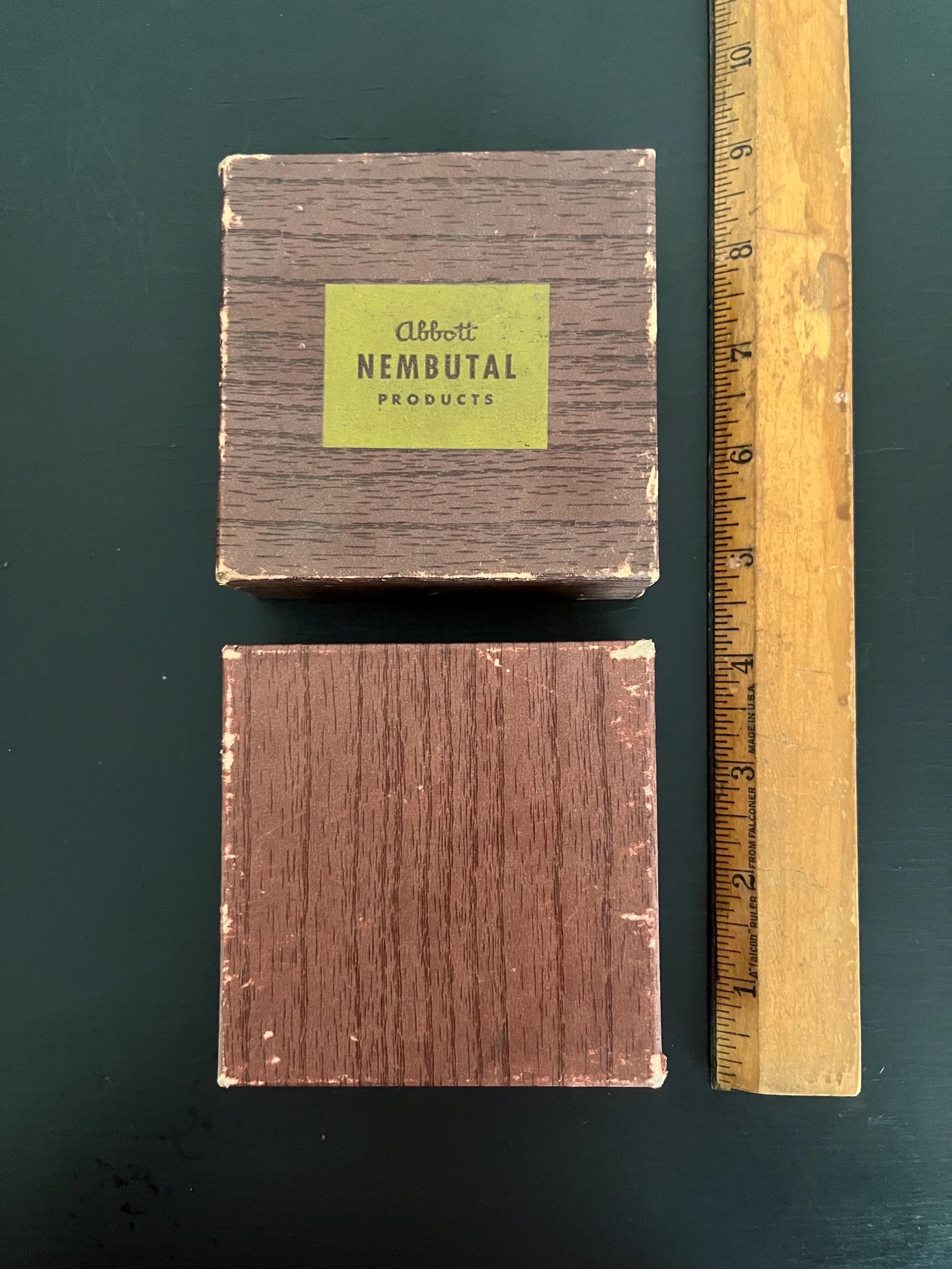 1972 Darvon Promotional Pamphlet & Nembutal Faux Bois Paper Box that once held blank glass slides Eli Lilly Abbott Labs Pain Relief Downers - image 3