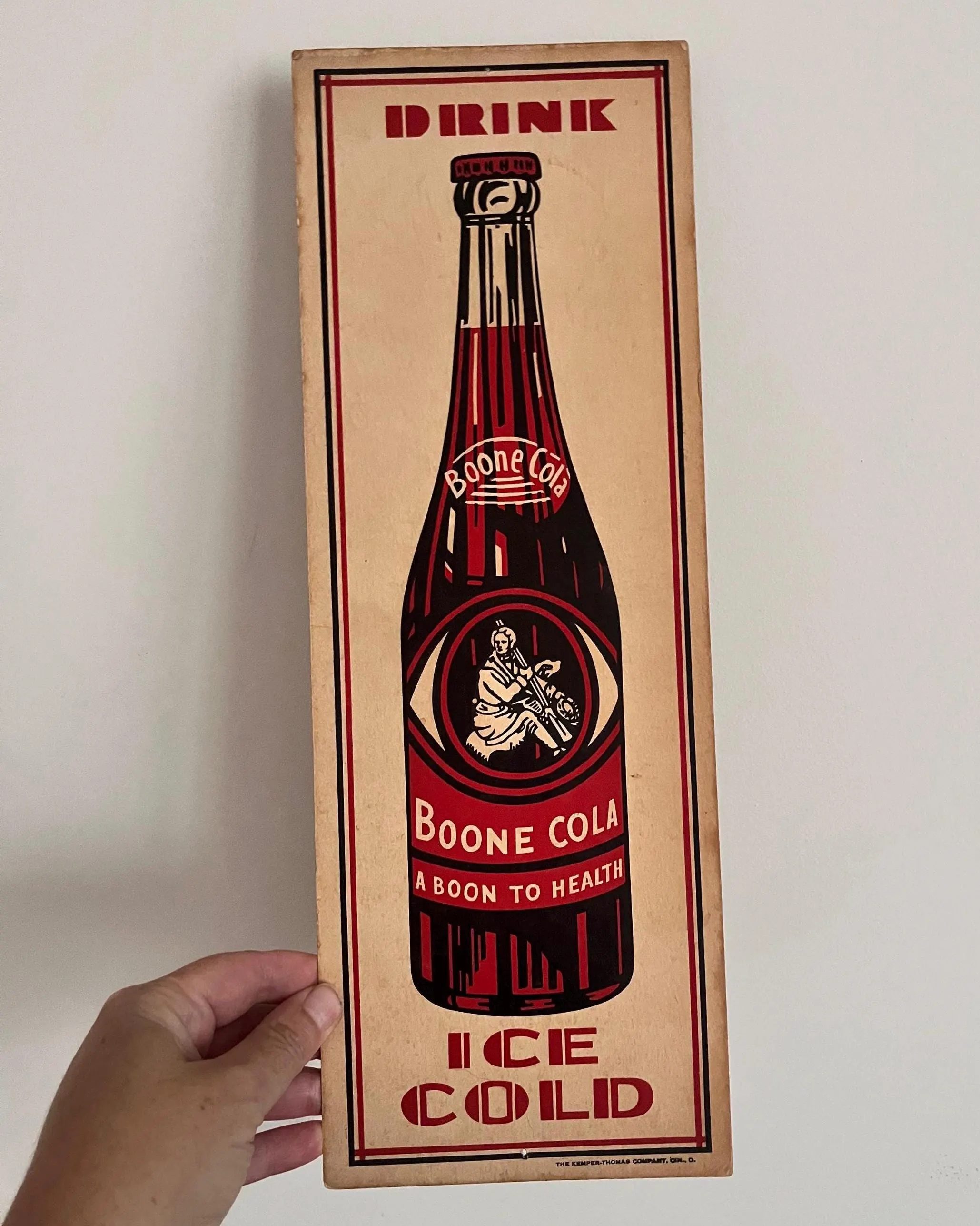 Original Vintage Boone Cola Sign Spencer NC Daniel Boone Soda Advertising Kemper Thomas - image 3