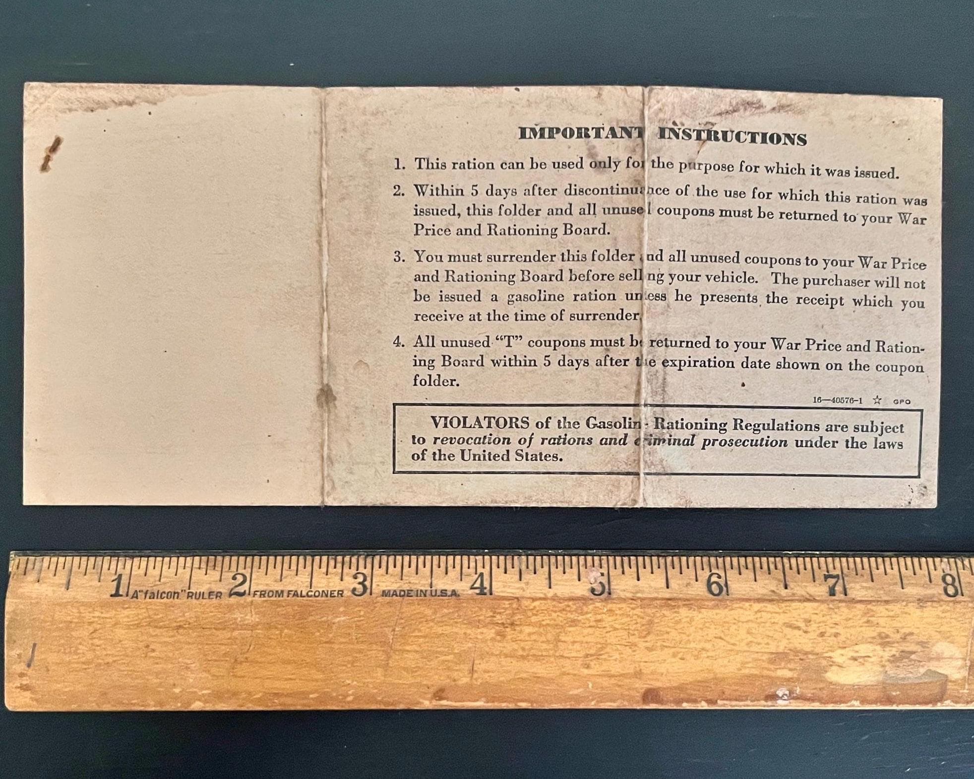 WWII Ration Book Group Durham Chapel Hill NC Poe Family War Ration Mileage Card - image 4