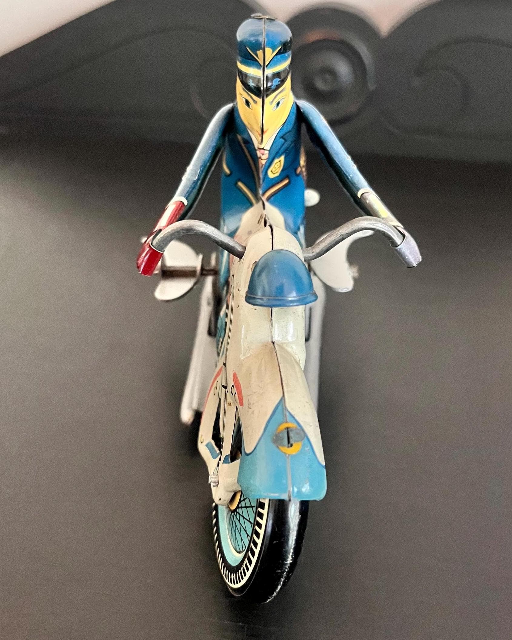 1930s Line Mar Japan Tricky Police Motorcycle Tin Litho Wind Up Toy WORKING - image 5