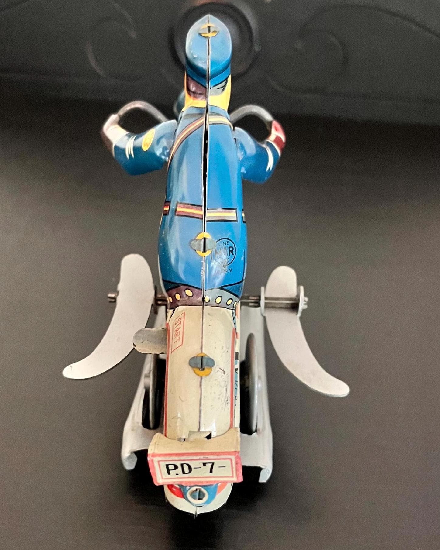1930s Line Mar Japan Tricky Police Motorcycle Tin Litho Wind Up Toy WORKING - image 4