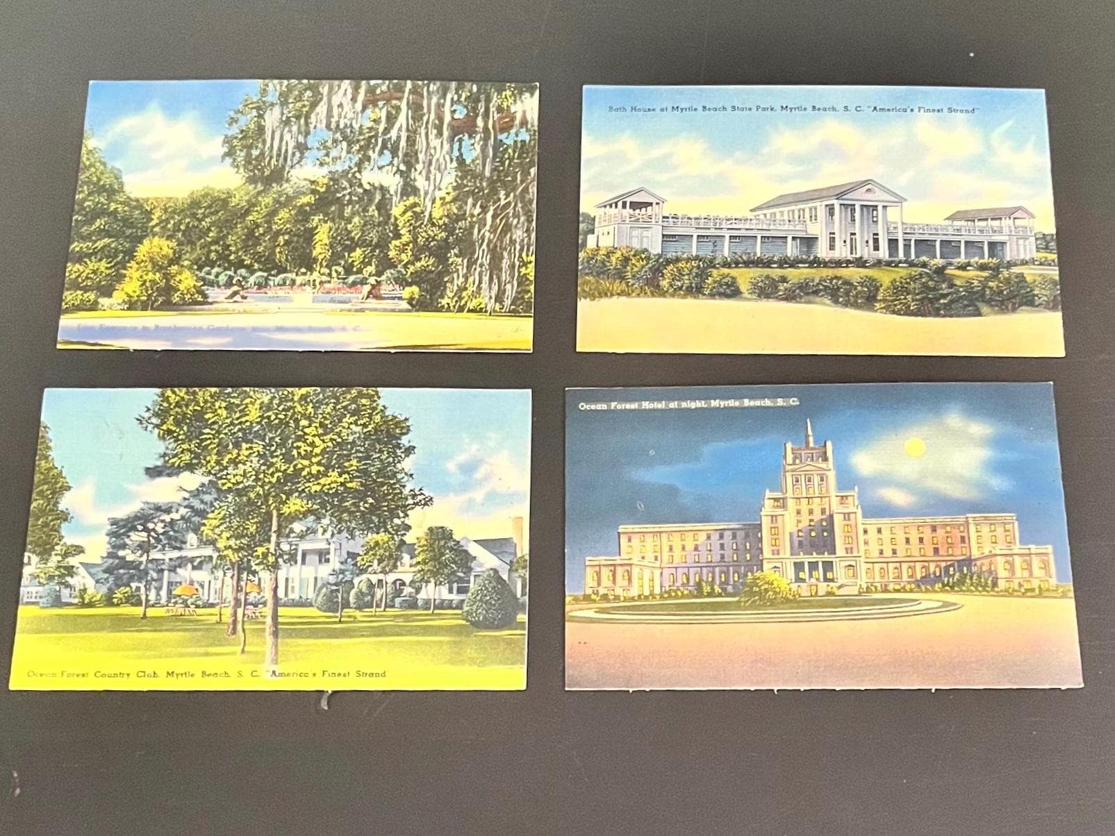 1950’s Myrtle Beach Memorabilia Group 2 Medium Size Felt Pennants 4 Unused Linen Postcards Bathing Suits Beach Balls America’s Finest Strand - image 3