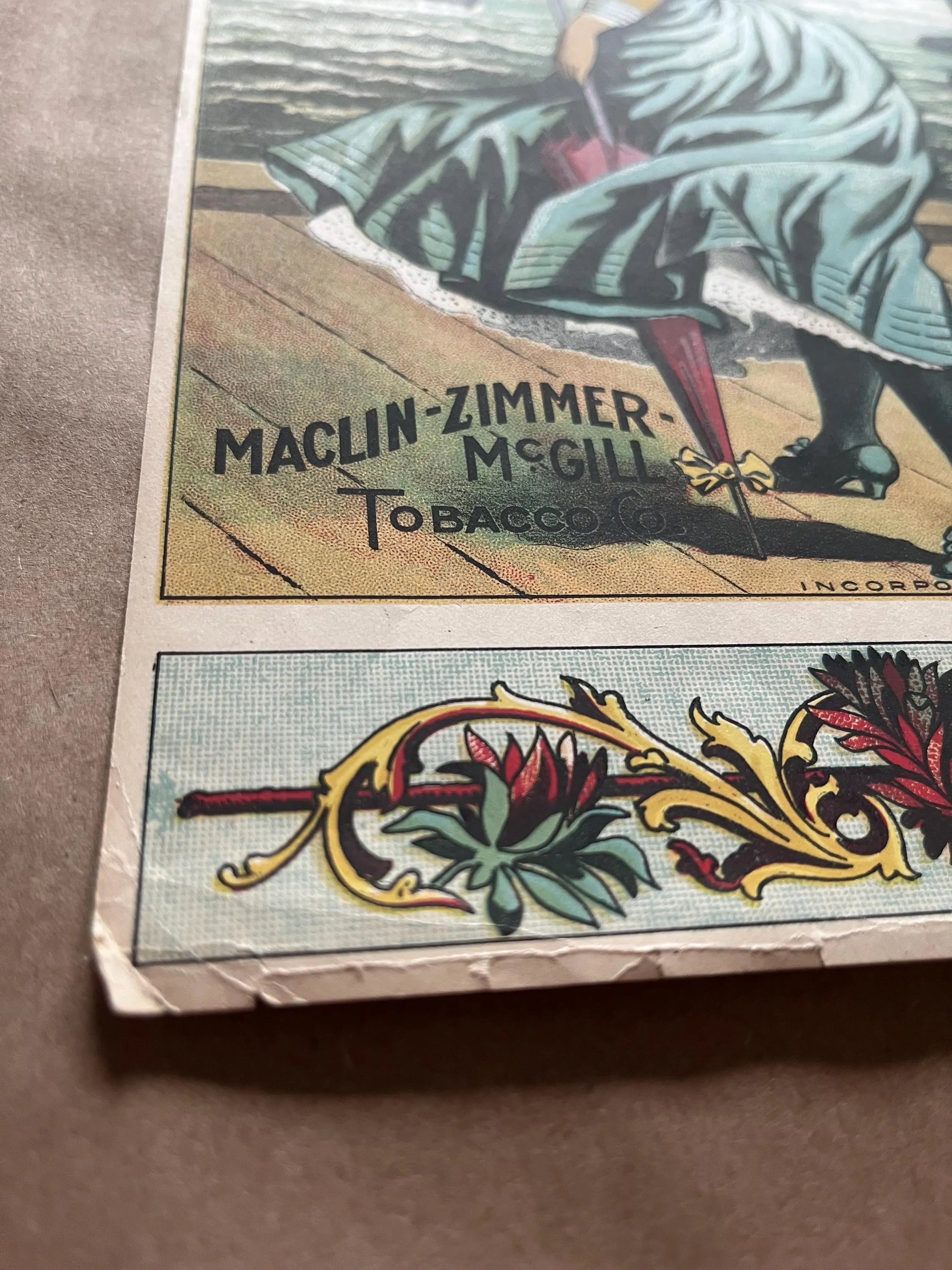 A Hoen Lithograph Tobacco Crate Label Maclin Zimmer McGill Petersburg VA Edwardian Woman - image 3