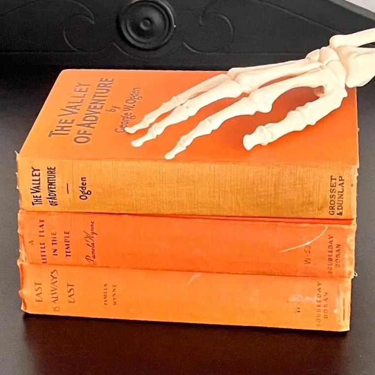 Vintage Orange Hardcover Book Stack 3 Cloth Books Pamela Wynne George W Ogden