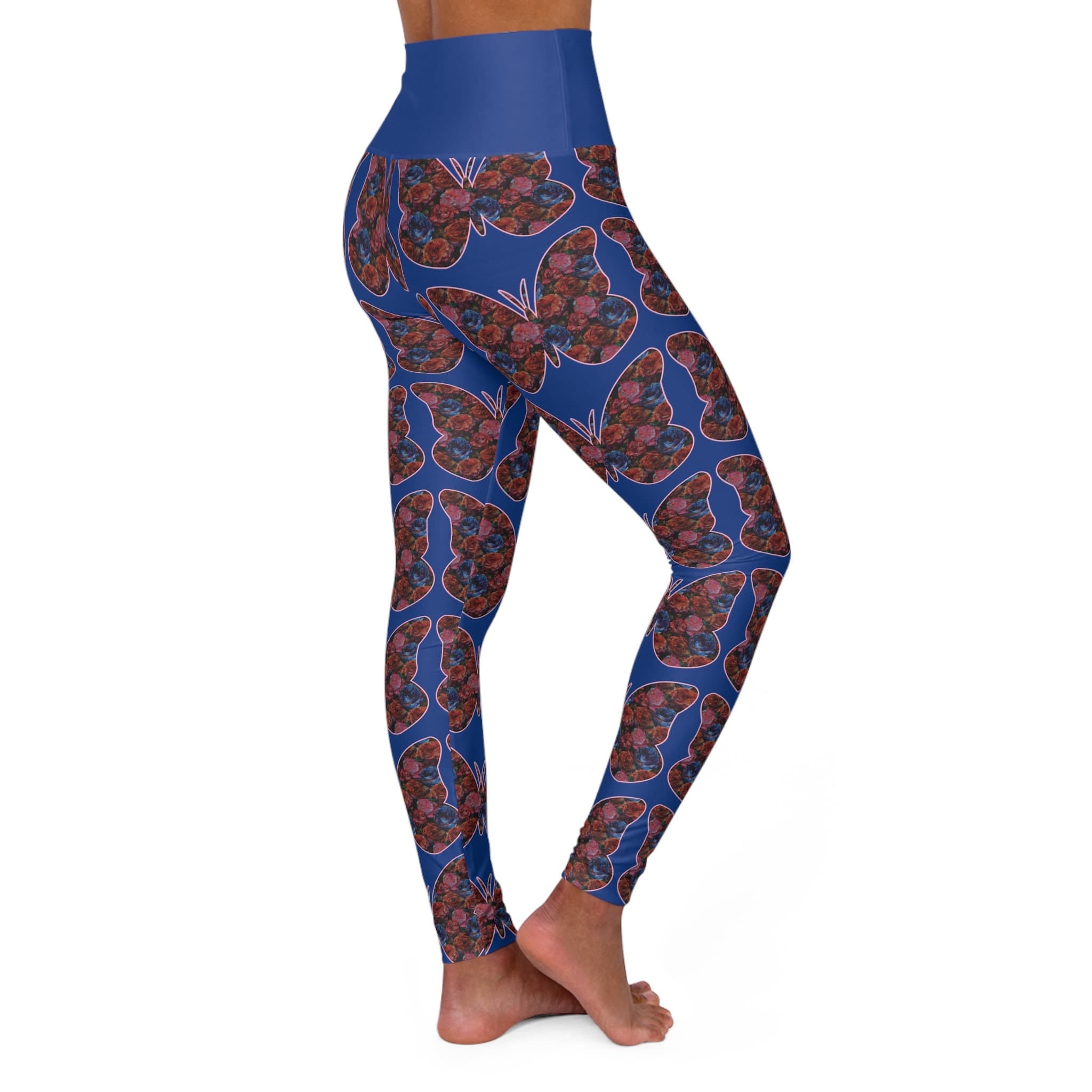 Butterflower Bliss Yoga Pants - Floral Butterfly Patterned High Waist Yoga Leggings - image 5