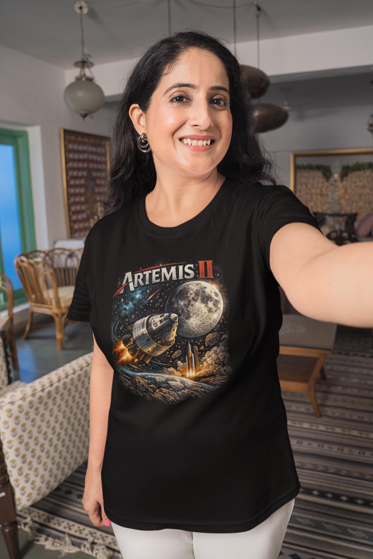Artemis II Lunar Flyby T-Shirt | Orion Spacecraft, Moon, Retro Graphic Tee - image 3
