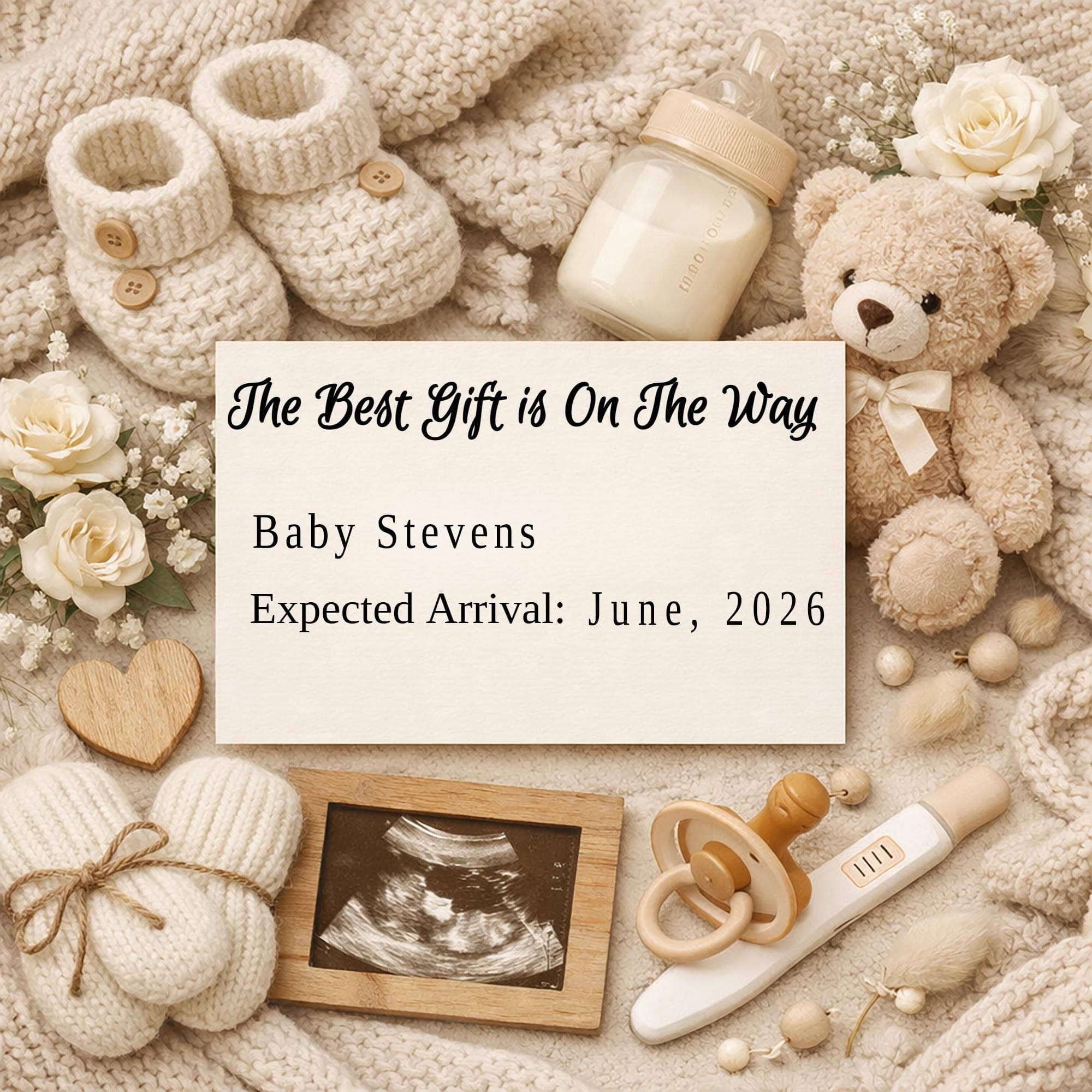 Announce your sweet news with warmth, elegance, and timeless charm