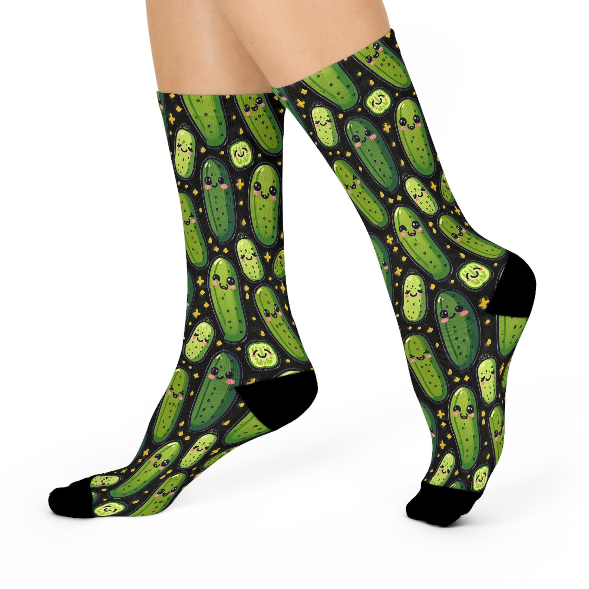 Dill Pickle Pattern Crew Socks: Funny Foodie Gift - image 3