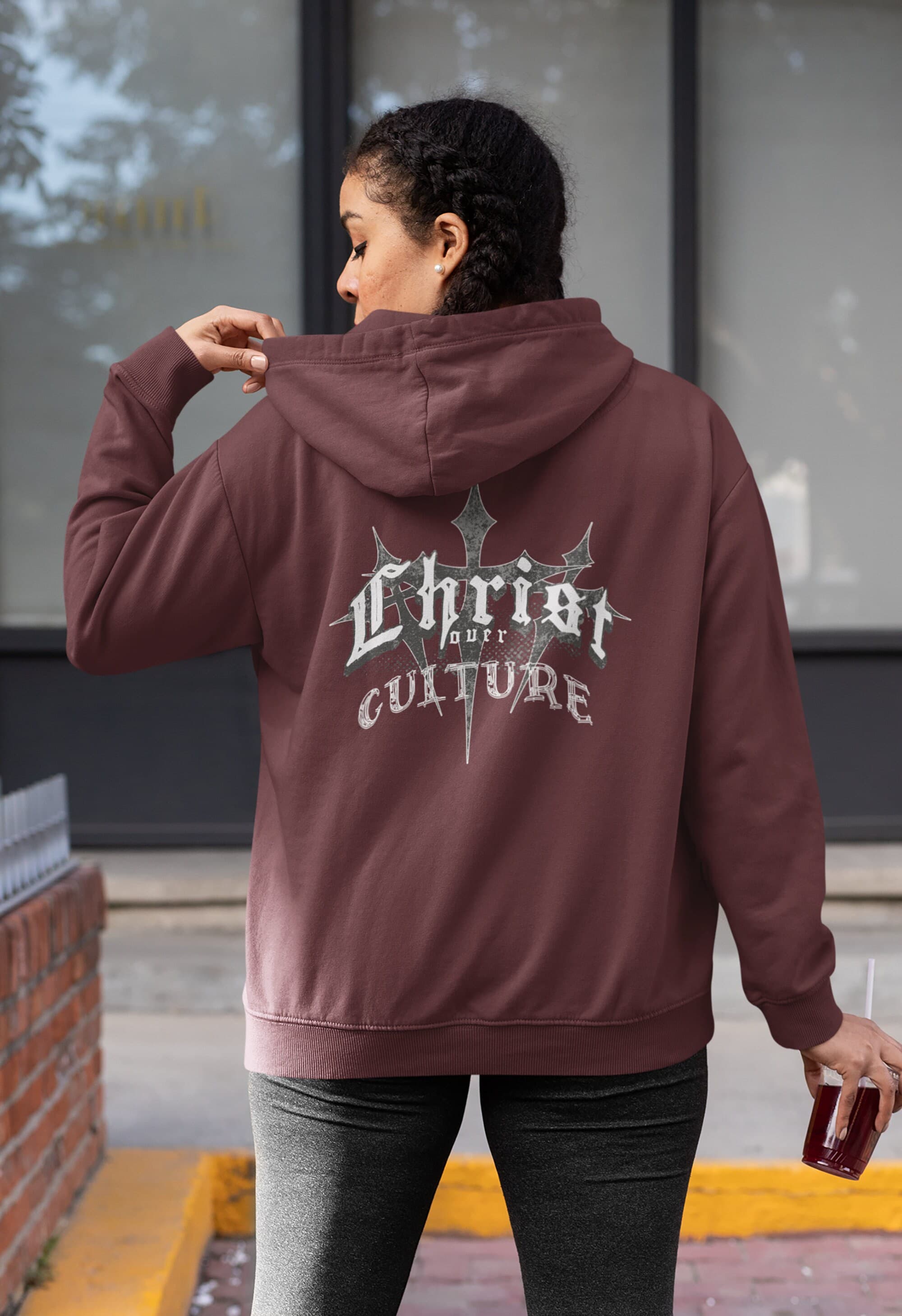 Vintage Y2K 'Christ Over Culture' Streetwear Hoodie Unisex Heavy Blend - image 3