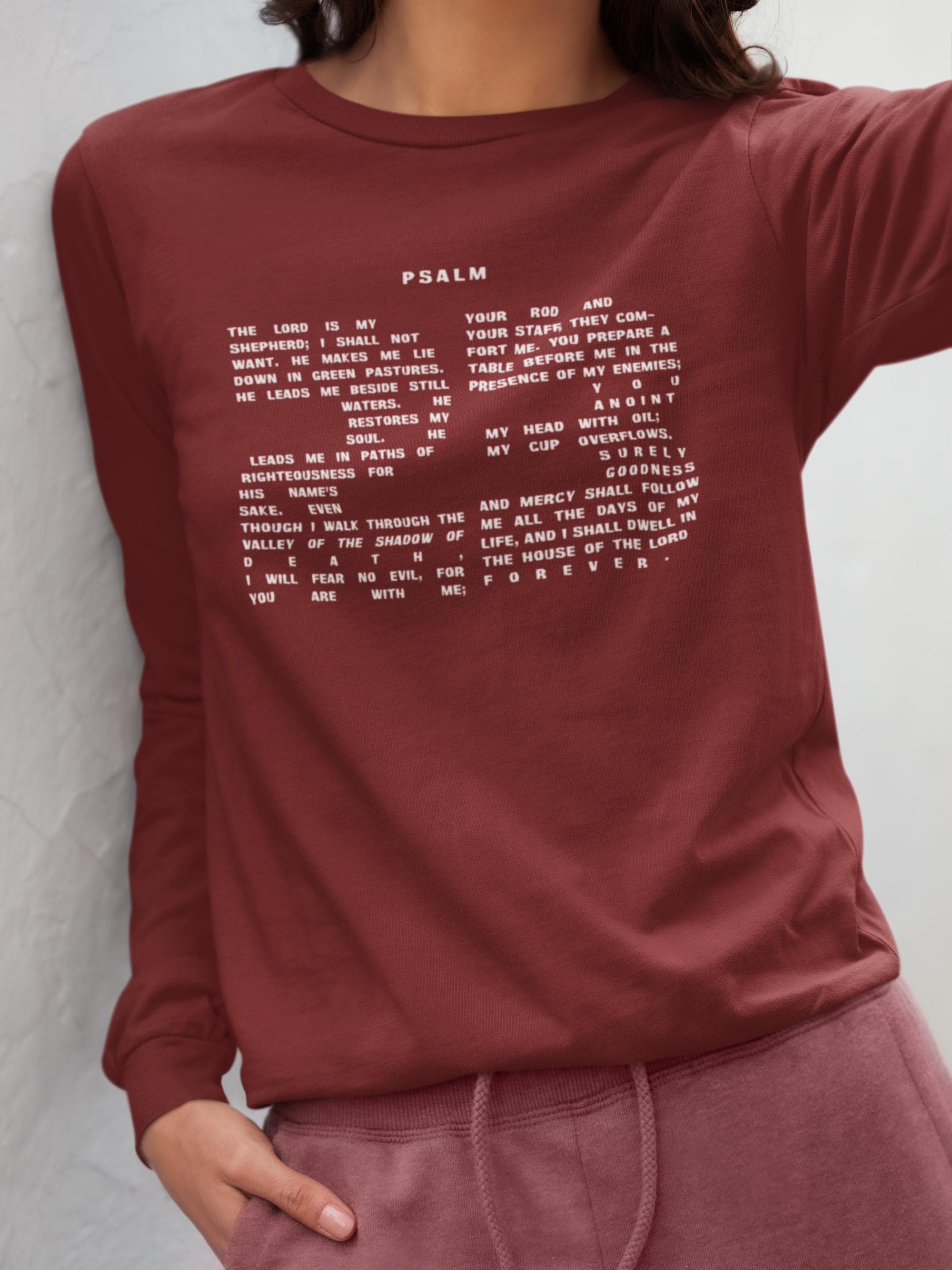 Psalm 23 Long Sleeve Shirt Unisex Christian Faith Scripture Tee - image 4