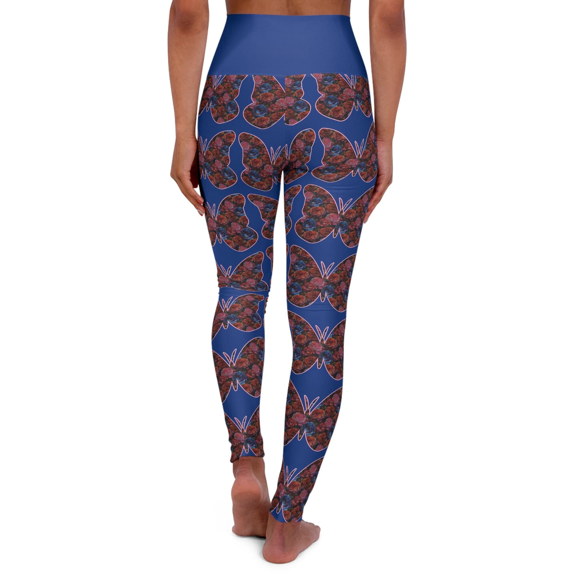 Butterflower Bliss Yoga Pants - Floral Butterfly Patterned High Waist Yoga Leggings - image 3