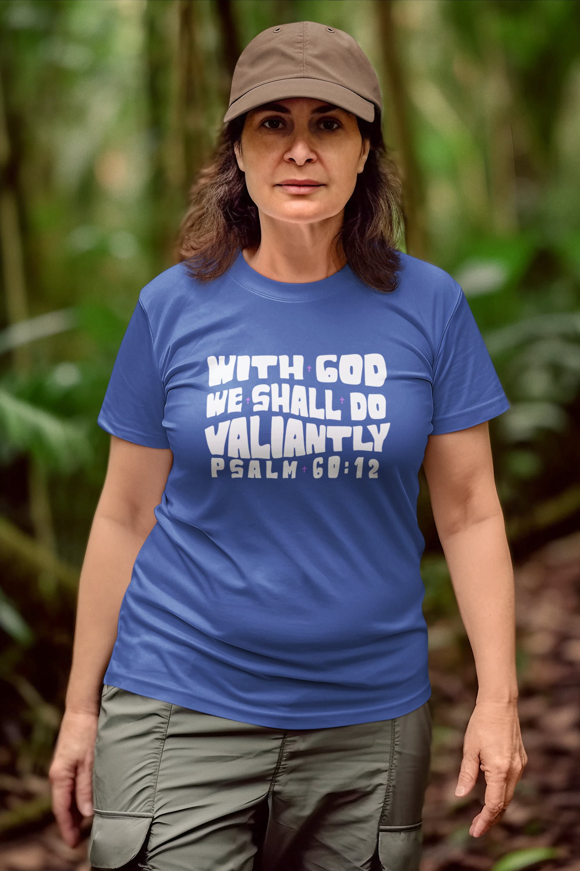 With God We Shall Do Valiantly T-Shirt, Proverbs 60:12 Bible Verse Tee - image 5