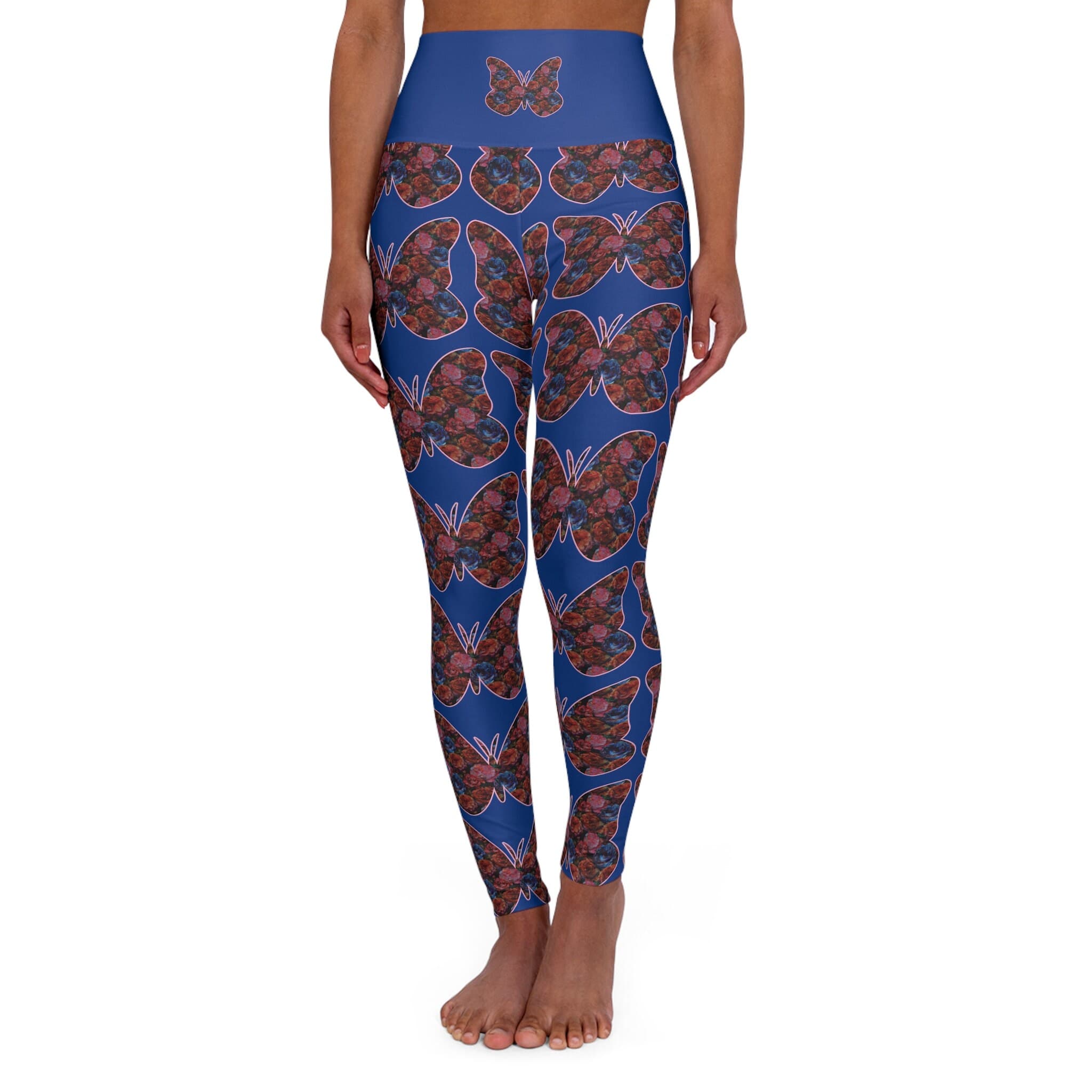 Butterflower Bliss Yoga Pants - Floral Butterfly Patterned High Waist Yoga Leggings