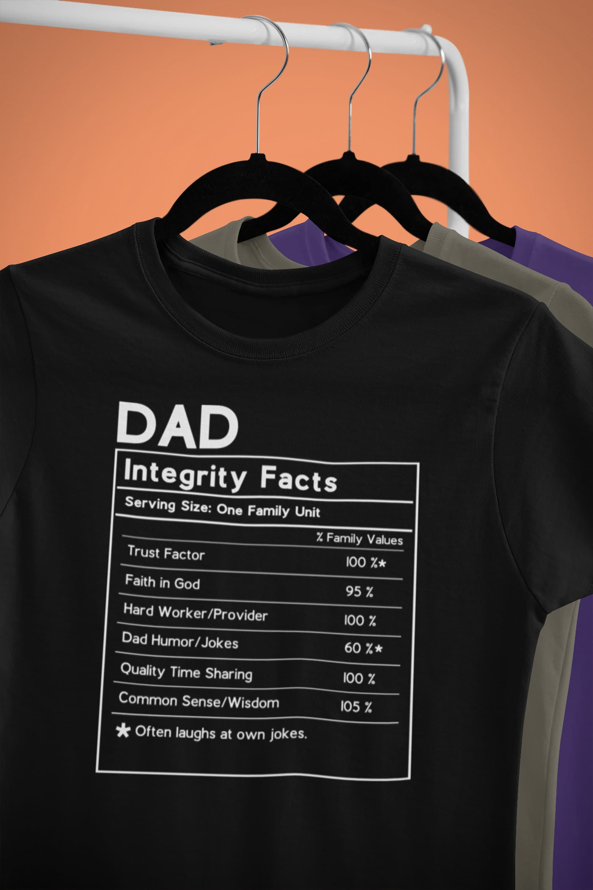Dad: Integrity Facts T-Shirt Nutrition Label Style Father's Day Gift - image 5