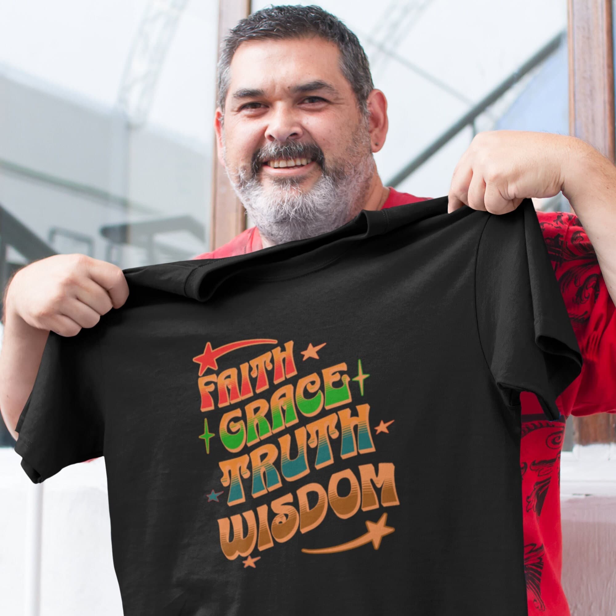 Faith Grace Truth Wisdom T-Shirt: Stylish Christian Tee