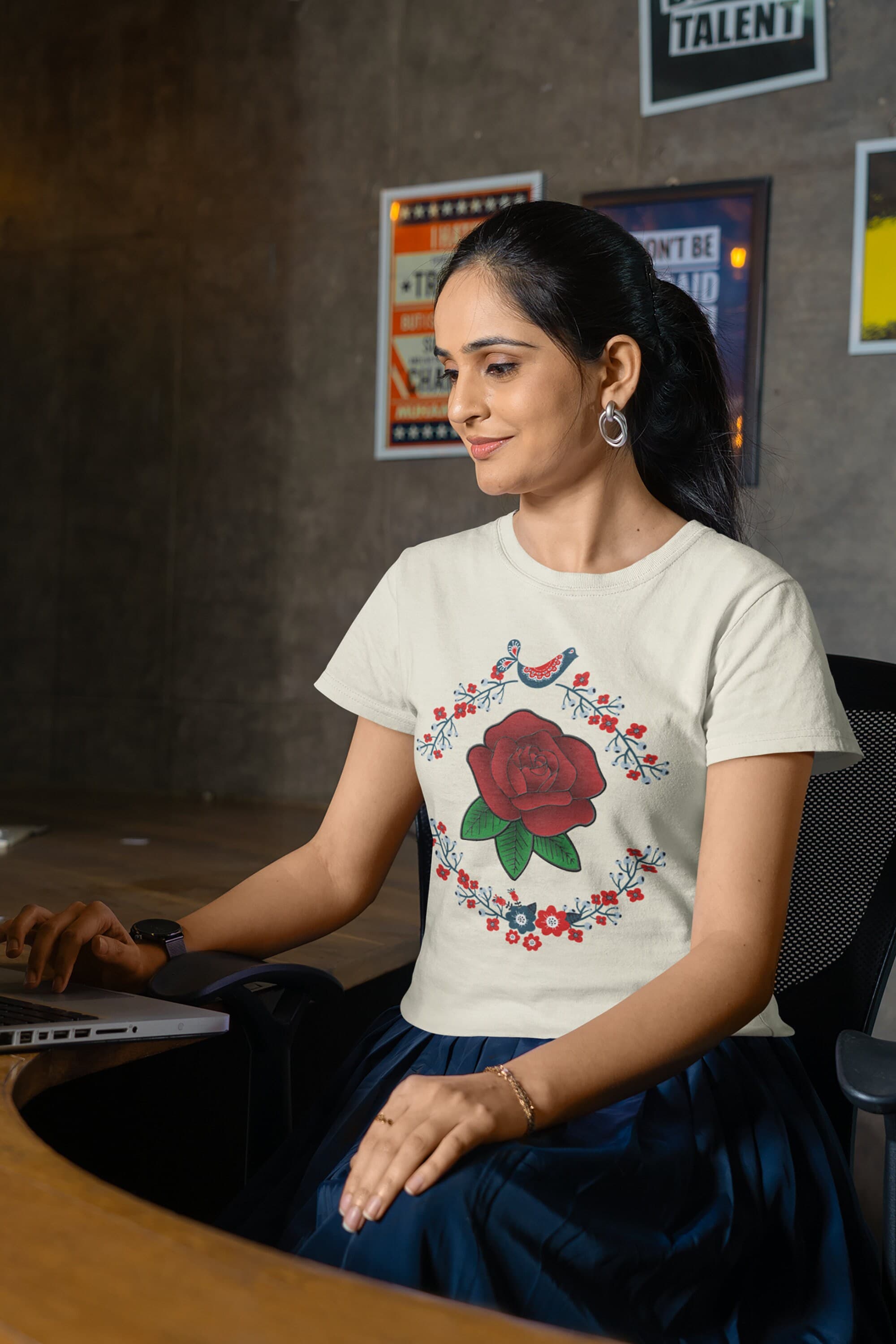 Love and Peace Floral Design Ladies Tee - image 4