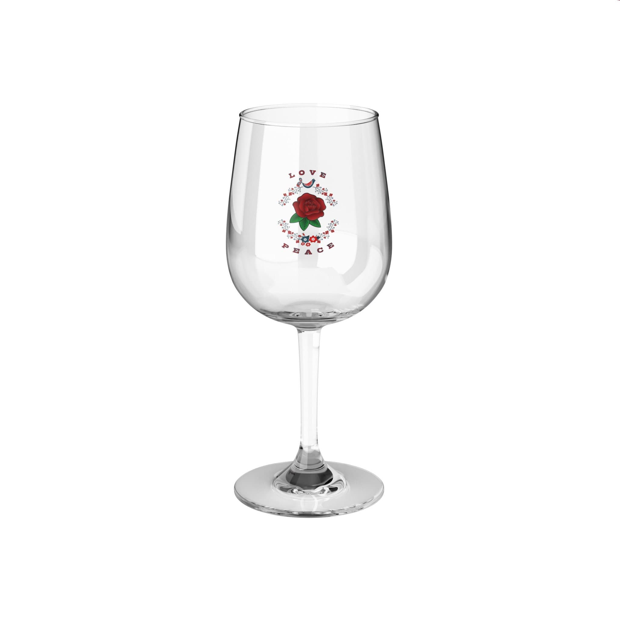 Love and Peace Floral Wine Glass 12oz, Red Rose Design - image 3