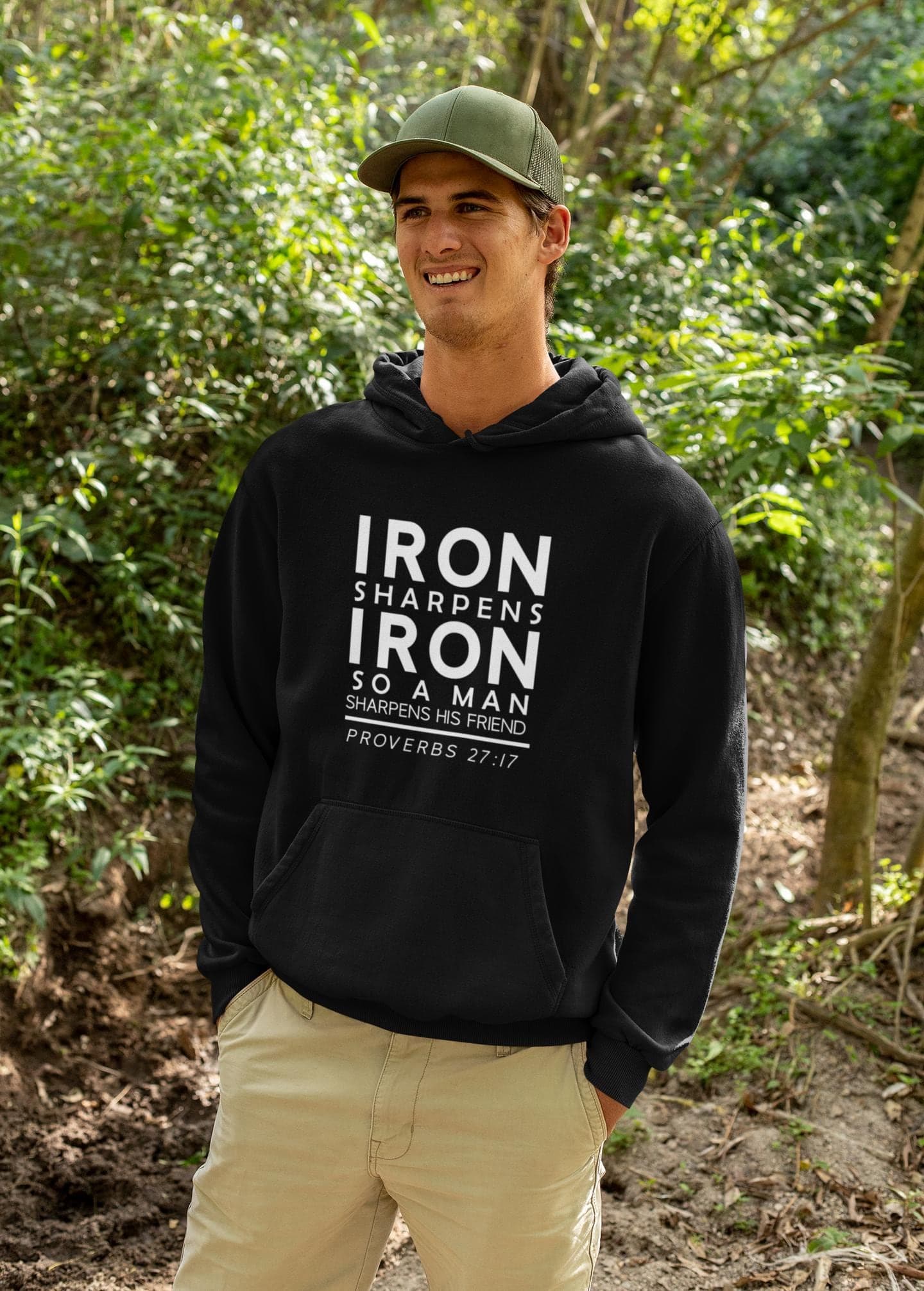 Iron Sharpens Iron Hoodie Christian Sweatshirt | Men's Bible Verse Gift | Faith Streetwear - image 3
