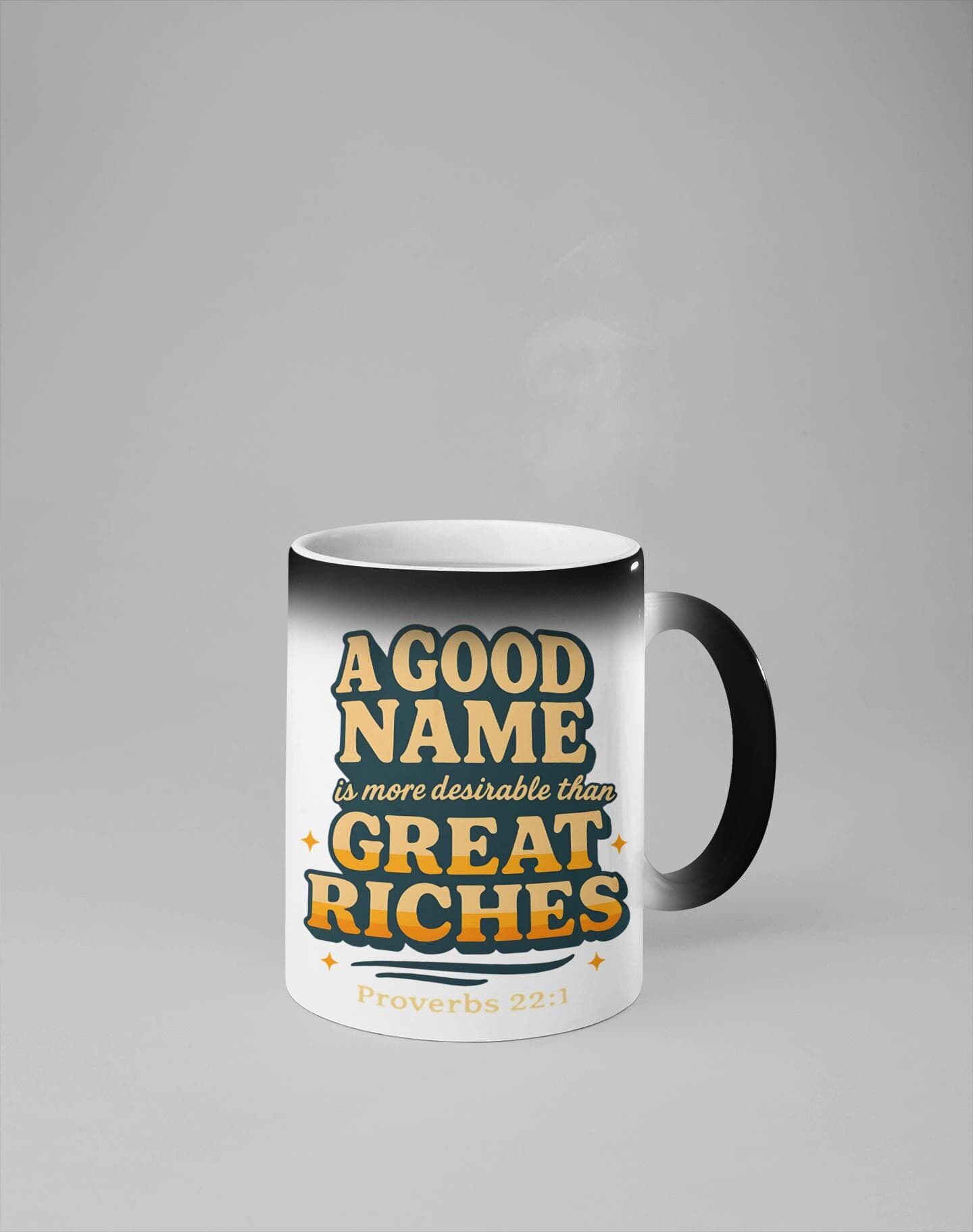 Color Changing A Good Name Proverbs 22 11oz Coffee Mug Tea Gift - image 3
