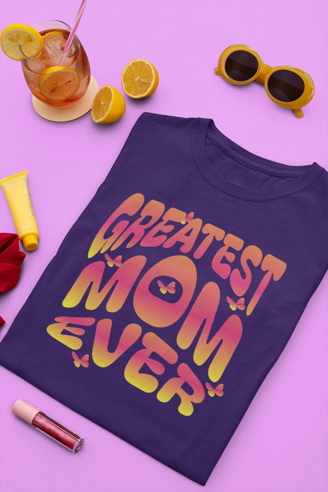 Retro Gradient Butterflies Mom Shirt, Greatest Mom Ever Tee