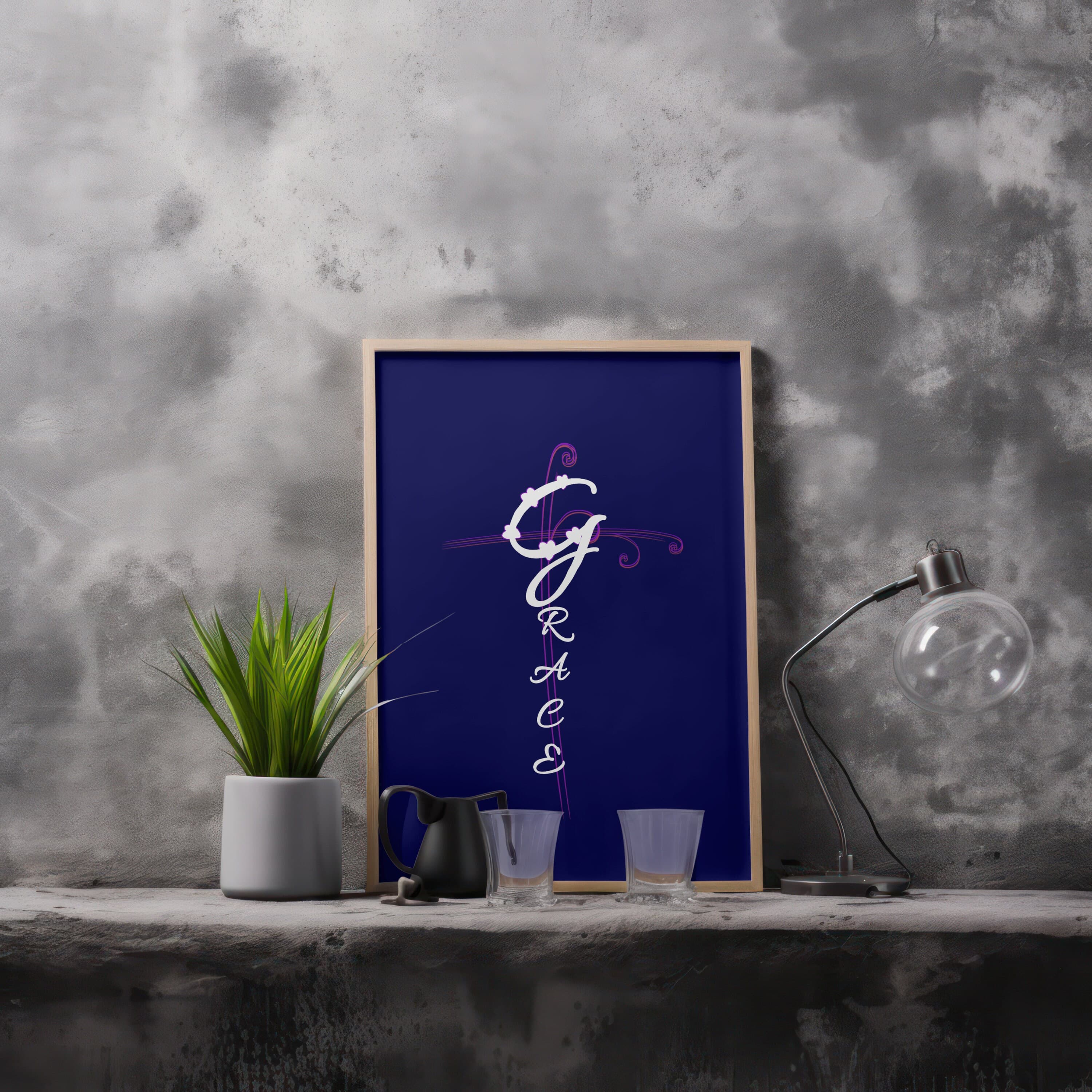 Grace & Purple Cross Christian Artwork - "God's Grace = Favor" Digital Download - image 5