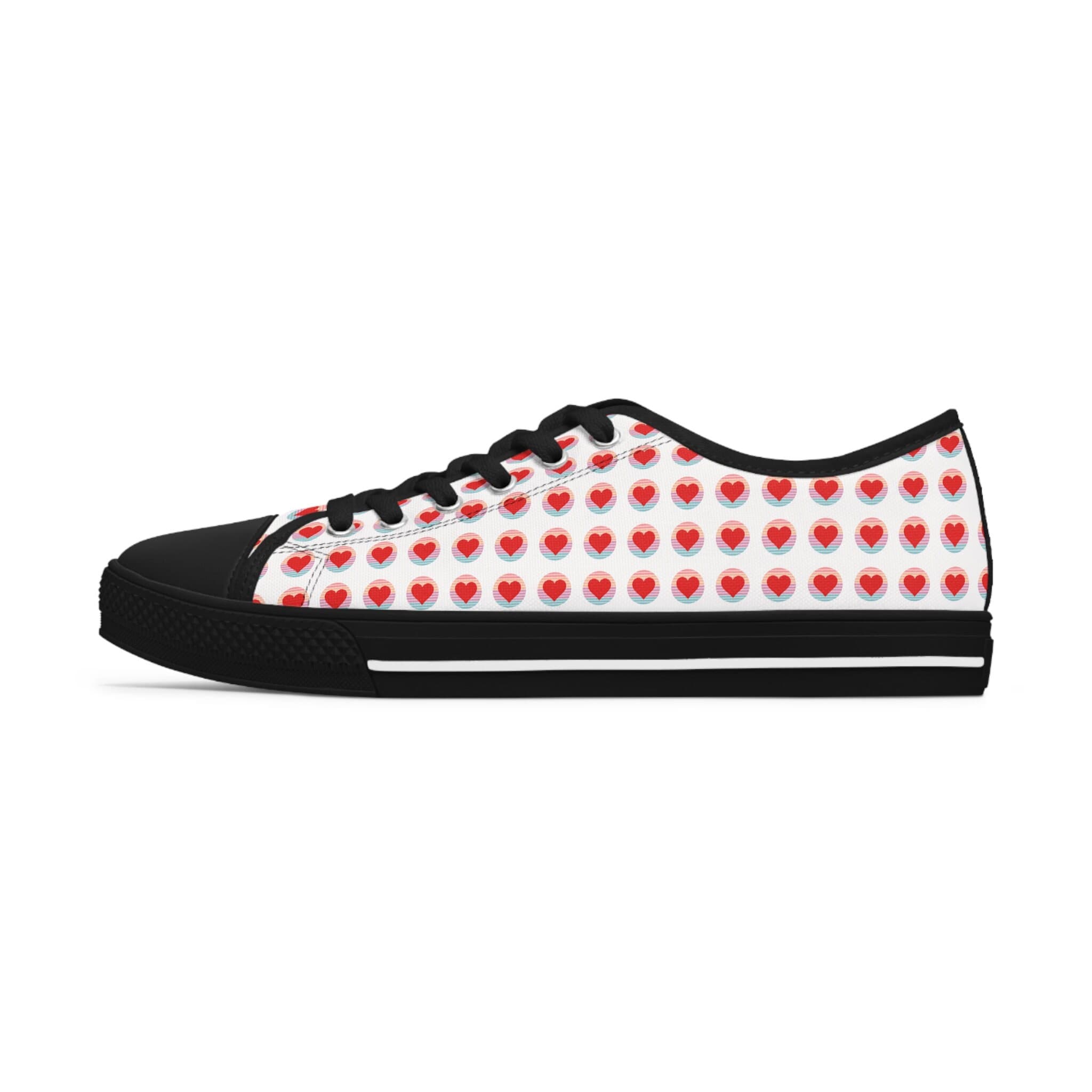 Heart Pattern Low Top Sneakers: Vintage-Inspired Women's Shoes - image 5