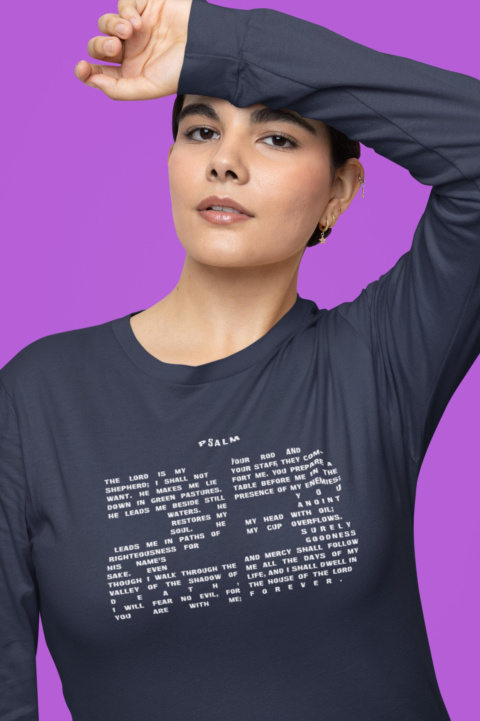Psalm 23 Long Sleeve Shirt Unisex Christian Faith Scripture Tee