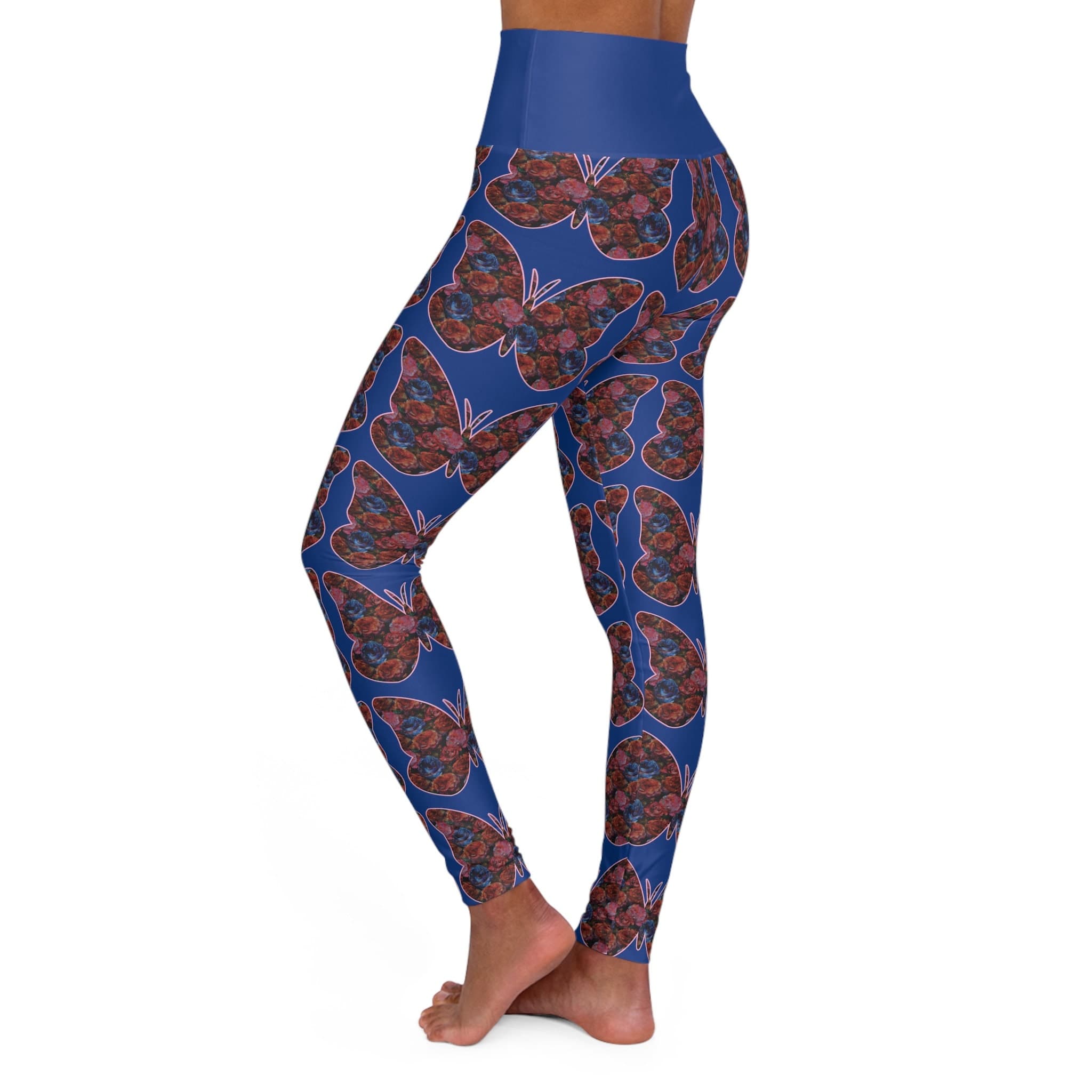 Butterflower Bliss Yoga Pants - Floral Butterfly Patterned High Waist Yoga Leggings - image 4