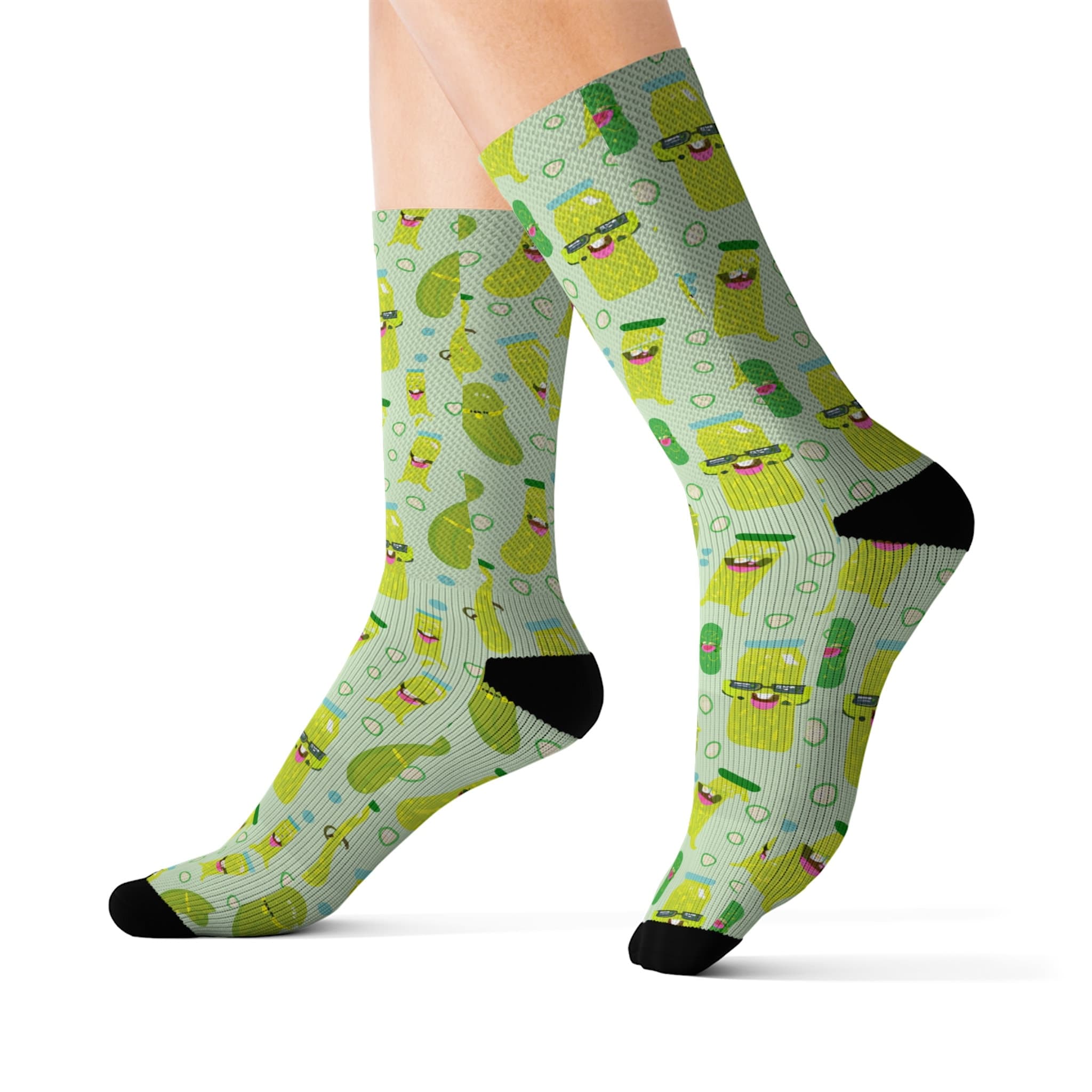 Dill Pickle Pattern Crew Socks – Quirky Food Lover Novelty Gift - image 4
