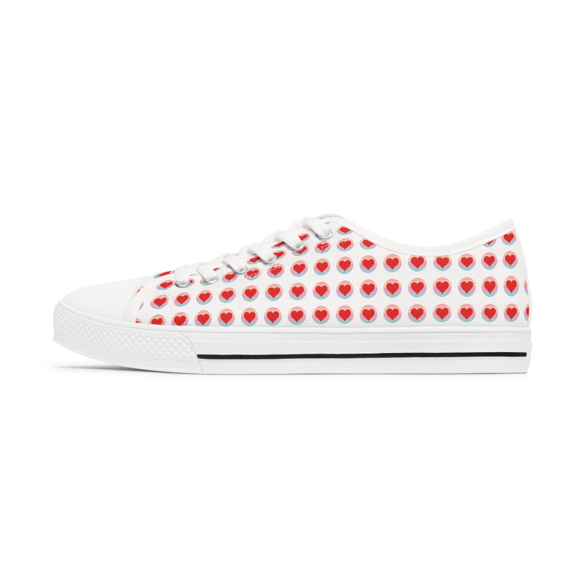 Heart Pattern Low Top Sneakers: Vintage-Inspired Women's Shoes - image 3