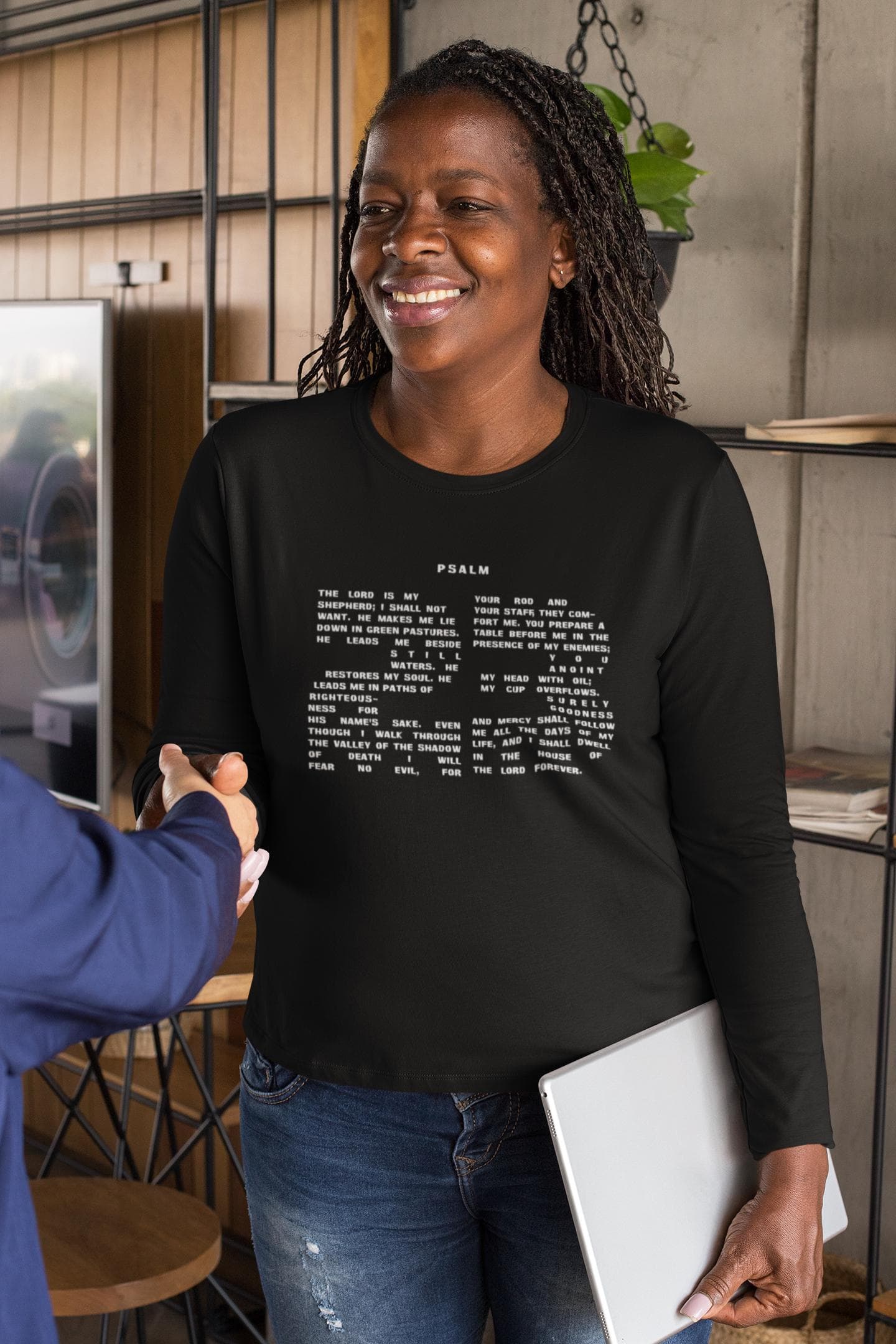 Psalm 23 Long Sleeve Shirt Unisex Christian Faith Scripture Tee - image 3
