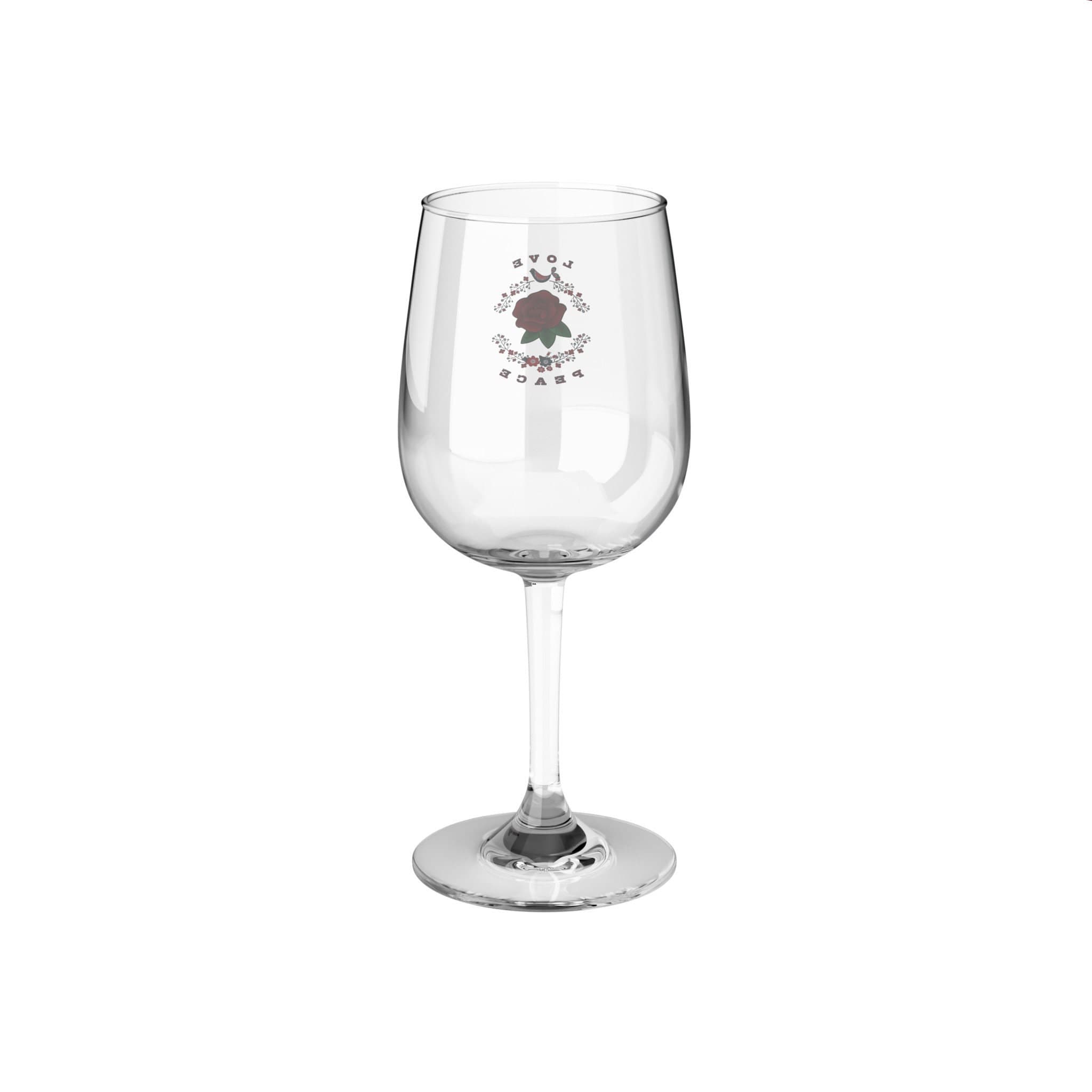 Love and Peace Floral Wine Glass 12oz, Red Rose Design - image 5