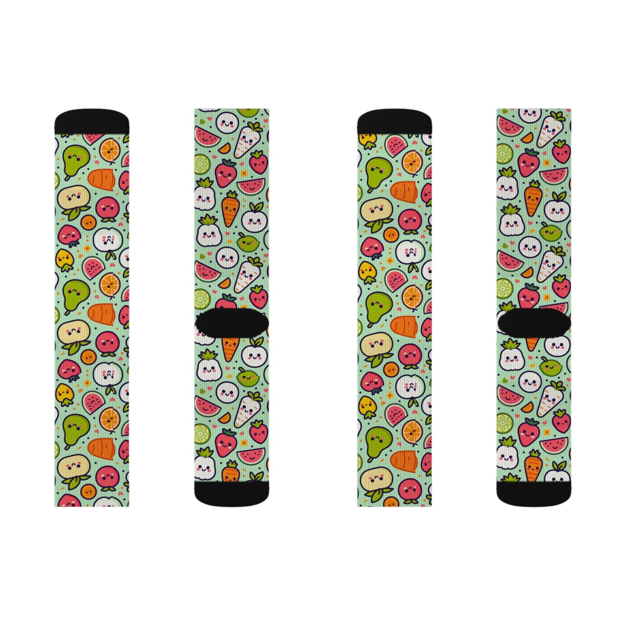 Fun Smiling Fruits & Vegetables Socks - Colorful Pattern Print - image 5