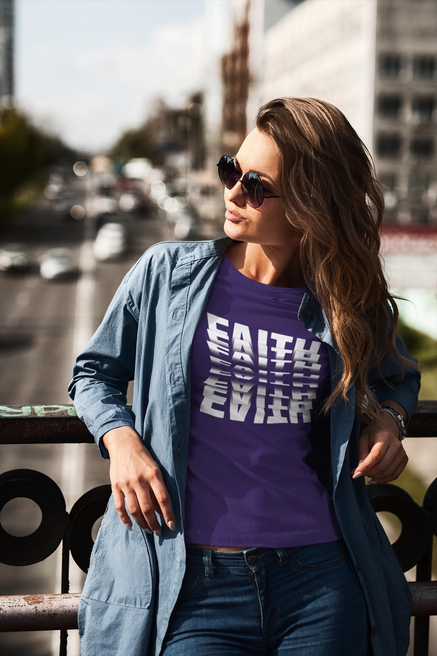 FAITH T-Shirt, Christian Streetwear, Flip Text Effect Tee, Modern Christian Apparel - Navy
