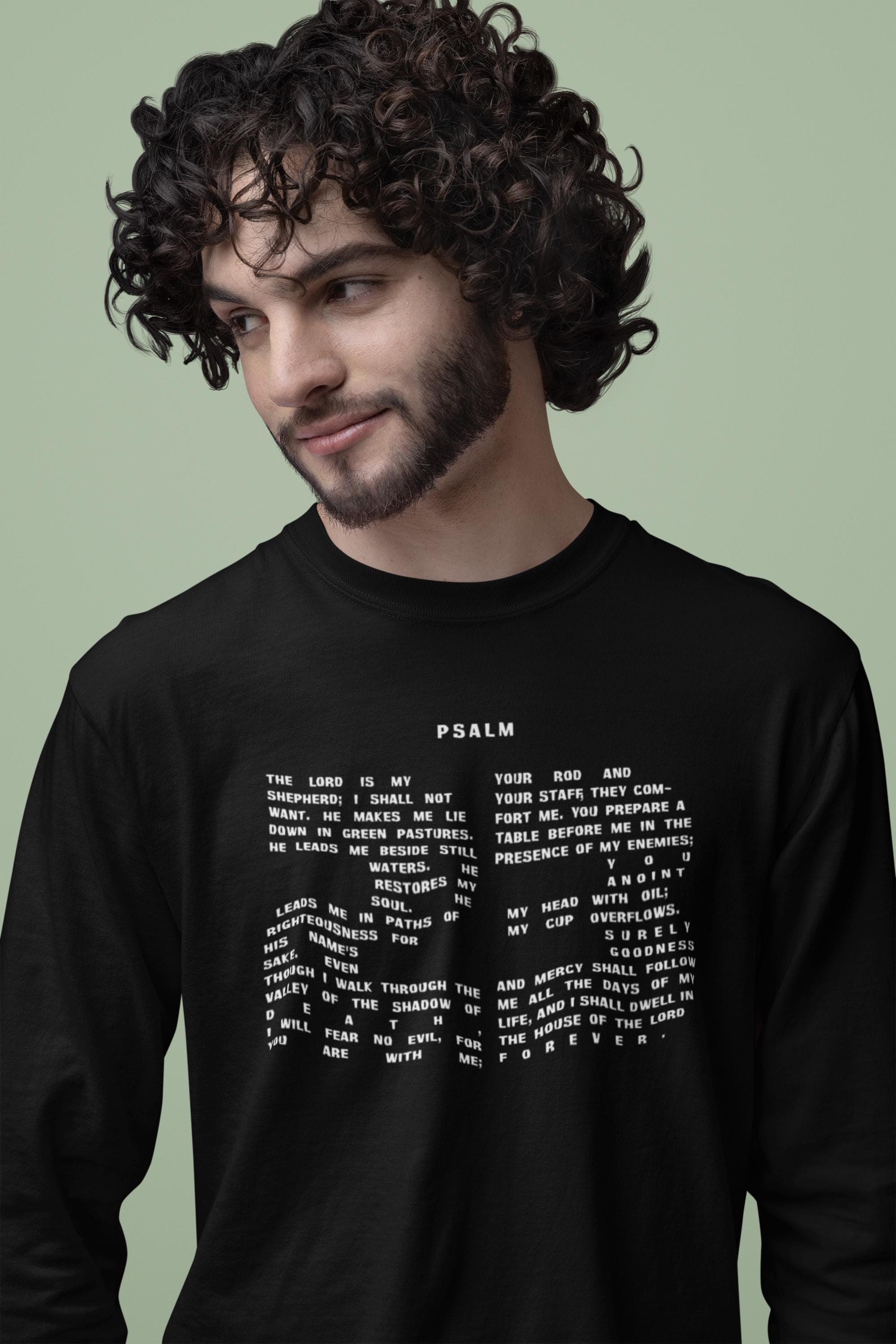 Psalm 23 Long Sleeve Shirt Unisex Christian Faith Scripture Tee - image 5