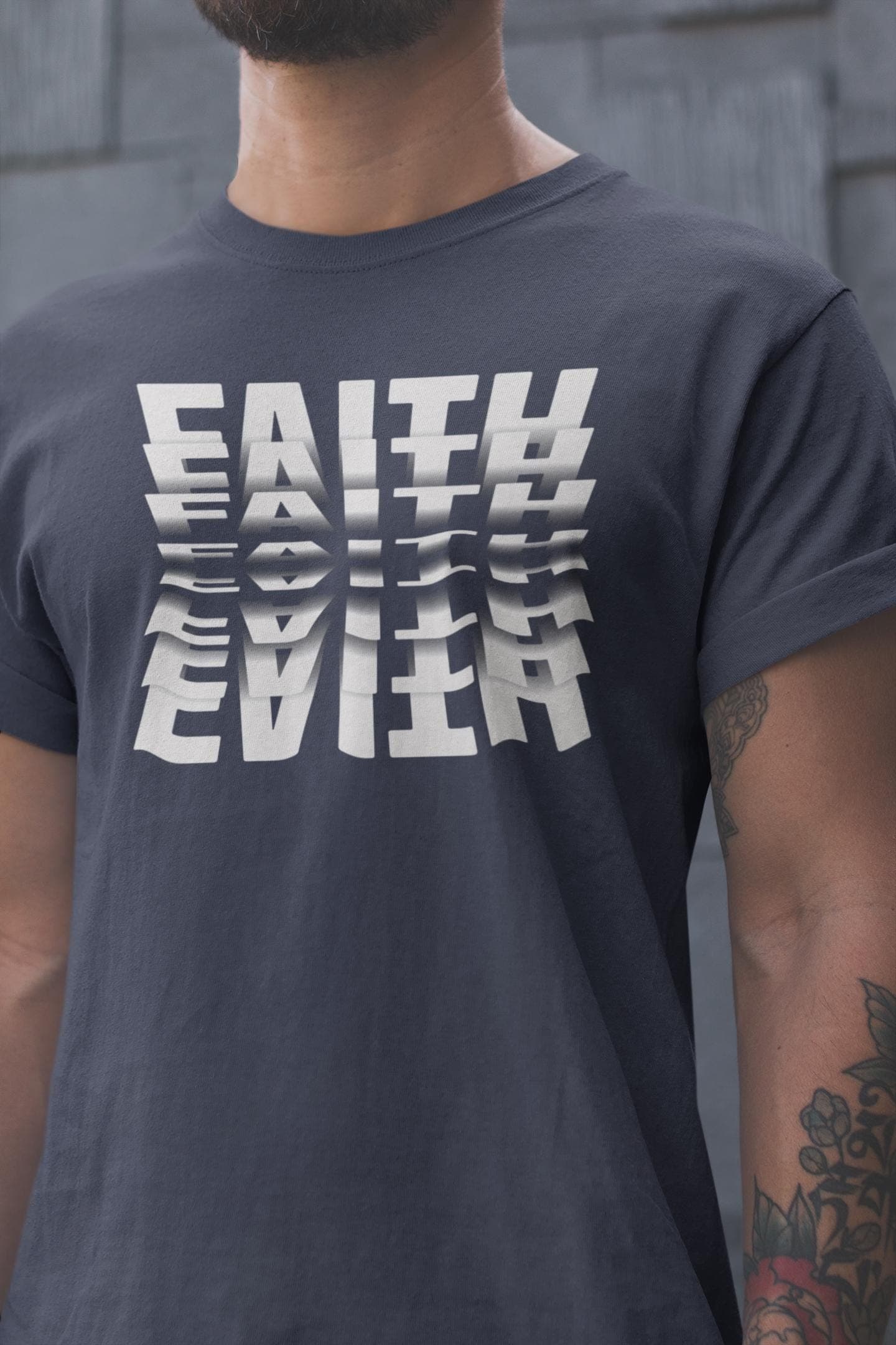 Faith Flip Text T-Shirt: Christian Streetwear, Modern Religious Apparel - image 3