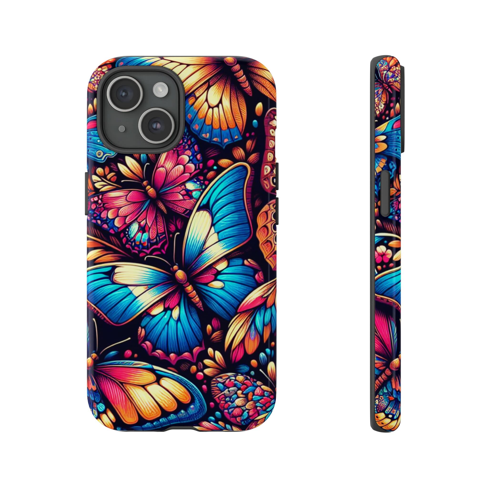 iPhone 15 Series Colorful Butterfly Pattern Tough Case - image 4