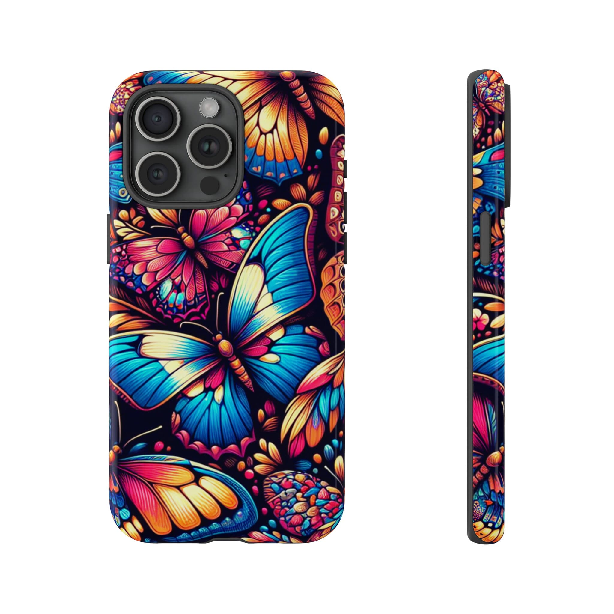 iPhone 15 Series Colorful Butterfly Pattern Tough Case - image 3
