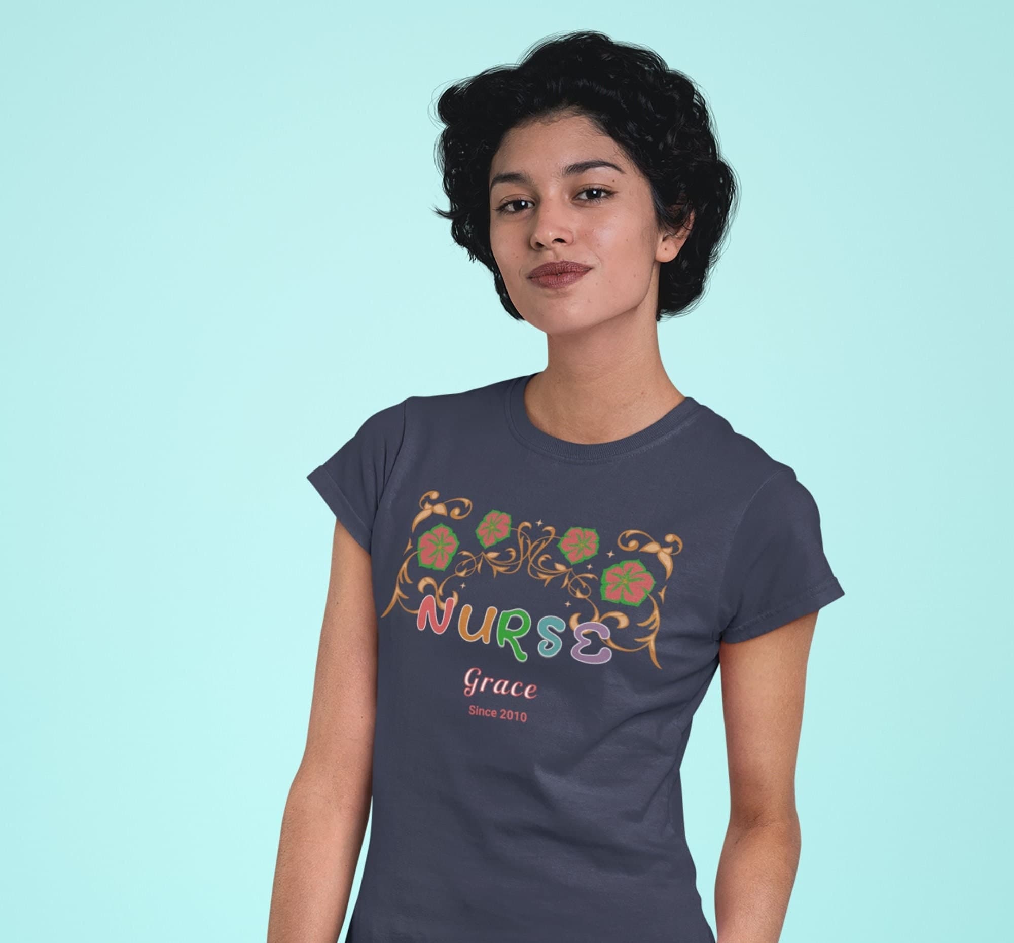 Personalized Nurse T-Shirt Custom Name & Since Year  Nurse Appreciation