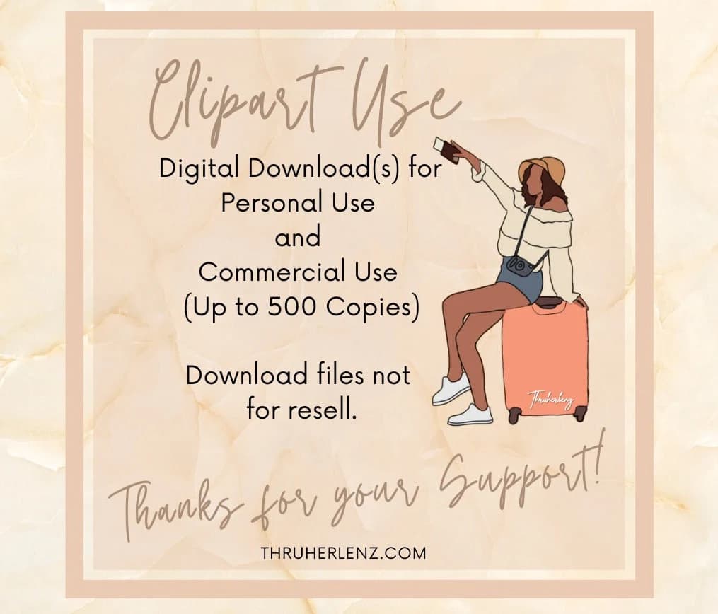 Black Women Fashion Clipart: Travel Girl PNG, Digital Stickers (Digital Download) - image 5