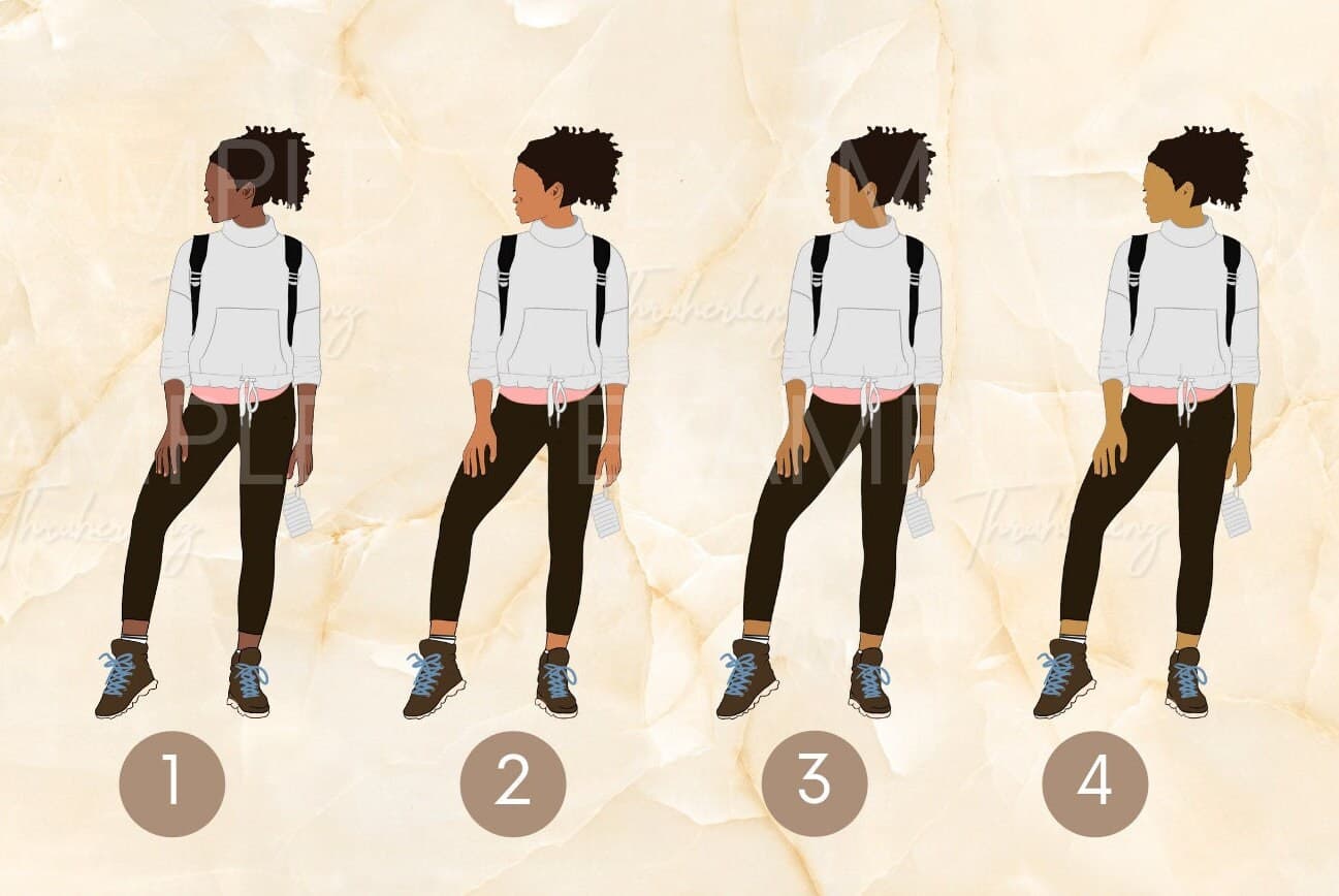 Black Woman Hiker Clipart: PNG Fashion Illustration (Digital Stickers) - image 5