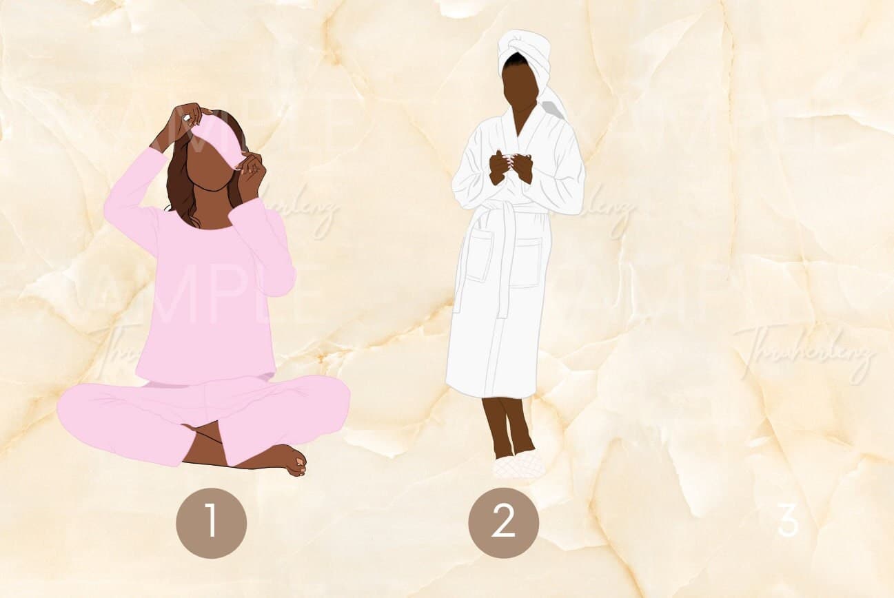 Sleep Vibes Black Woman Clipart: PNG Fashion Illustration (Digital Download) - image 4