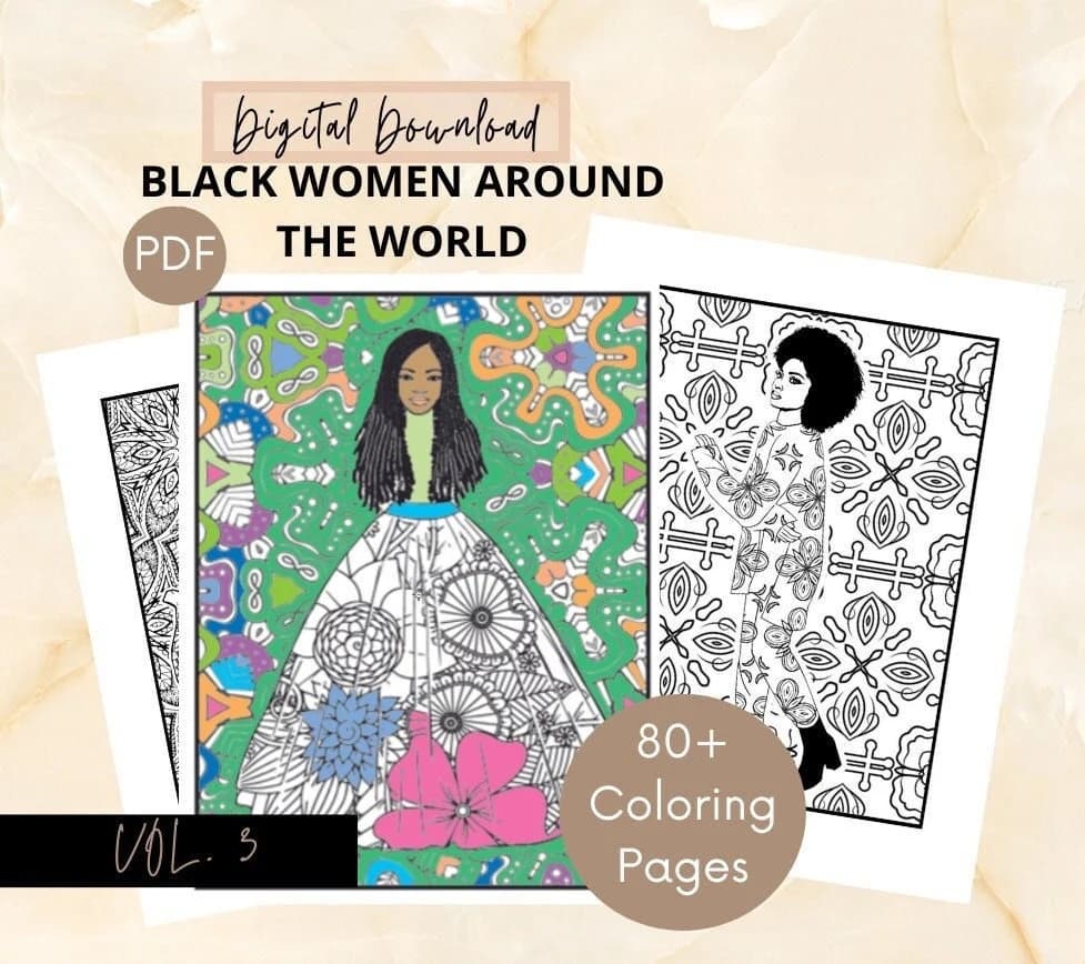 Black Women Travel Coloring Pages: Volume 3 (PDF)