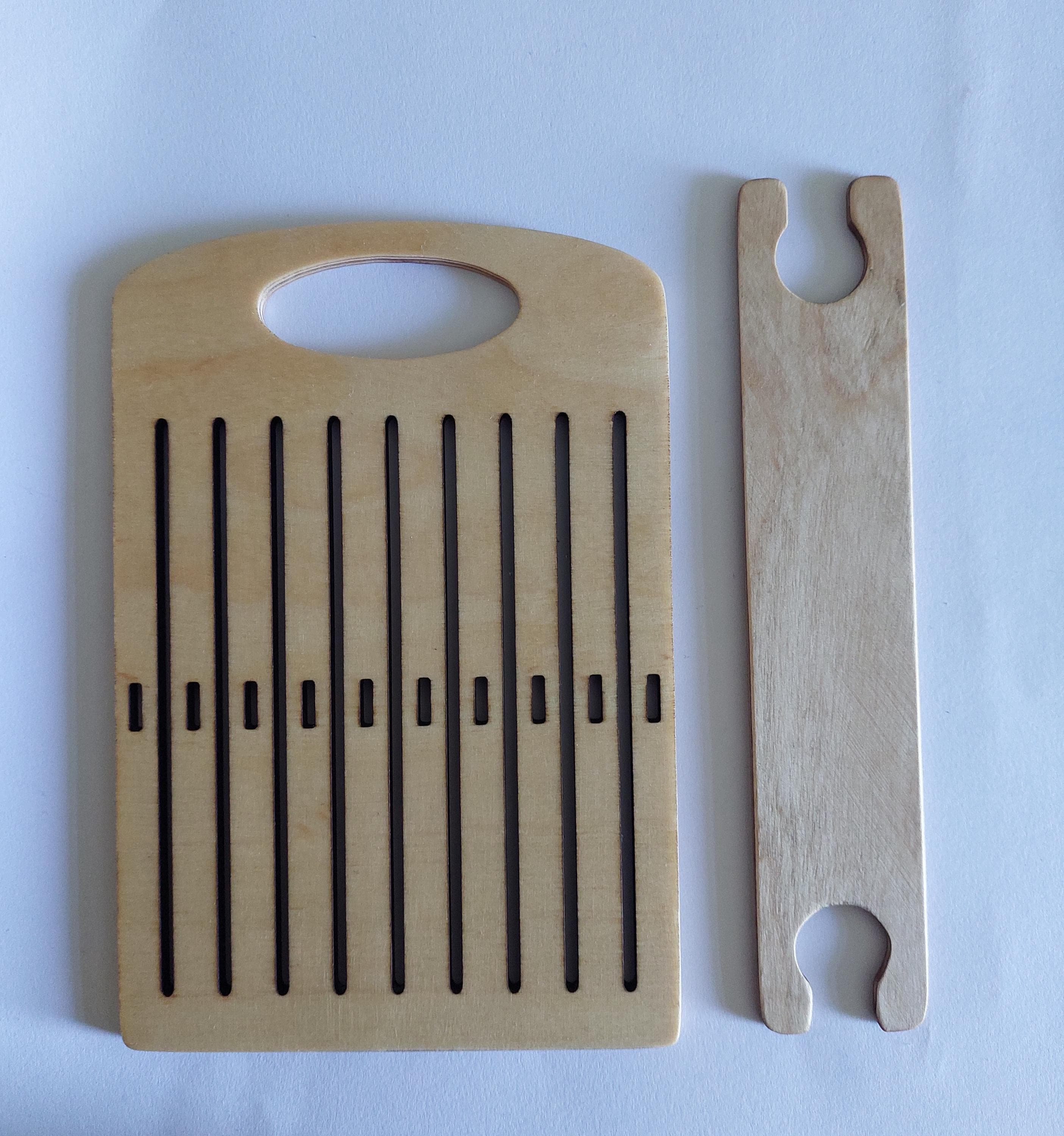 Webkamm, Heddle mit Schiffchen zum Kammweben, Bandweben aus Holz 19/10, schmal - image 3