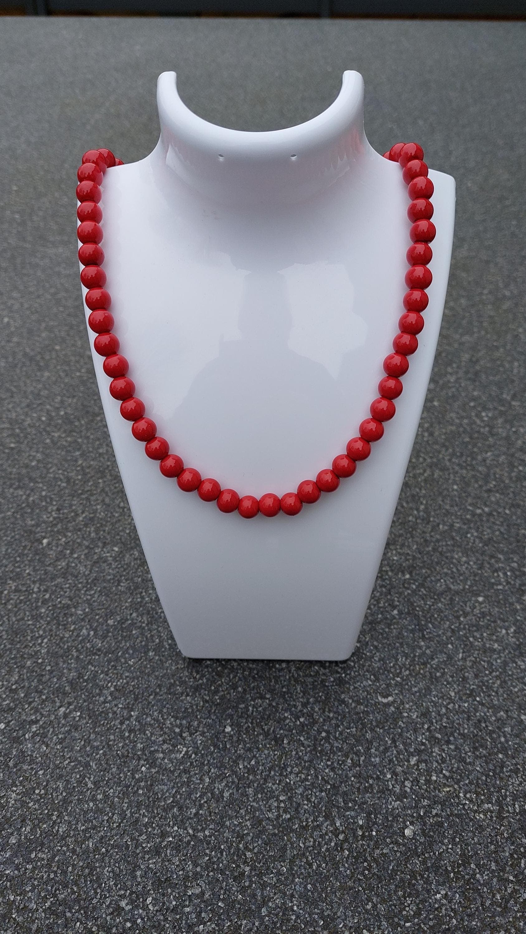 Rote Perlenkette, Perlengröße 8 mm, Länge 45 / 47 oder 57 cm - image 3