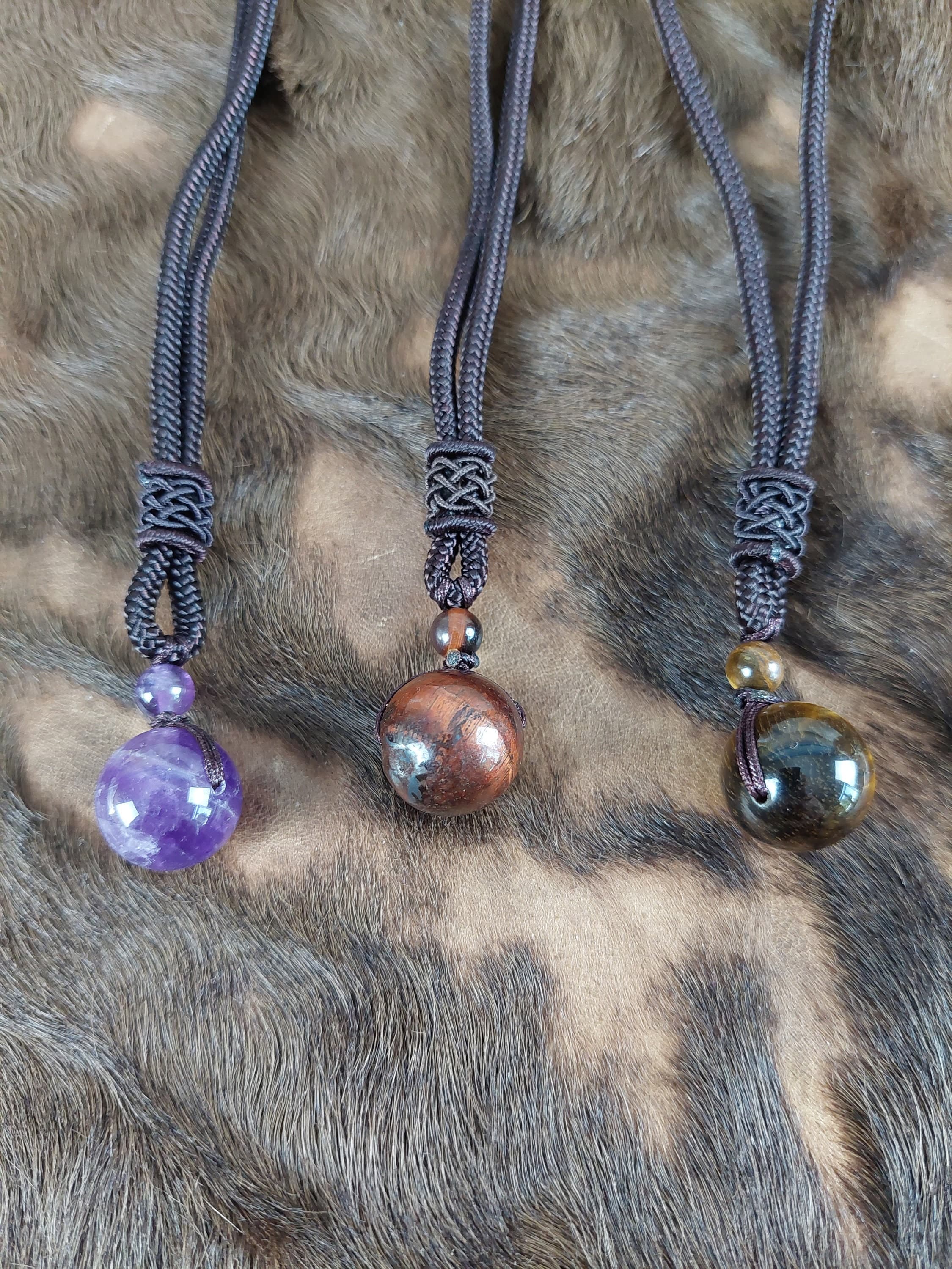 Halsketten mit Amethyst oder roten bzw. gelben Tigeraugen Perlen, handgemachter Schmuck