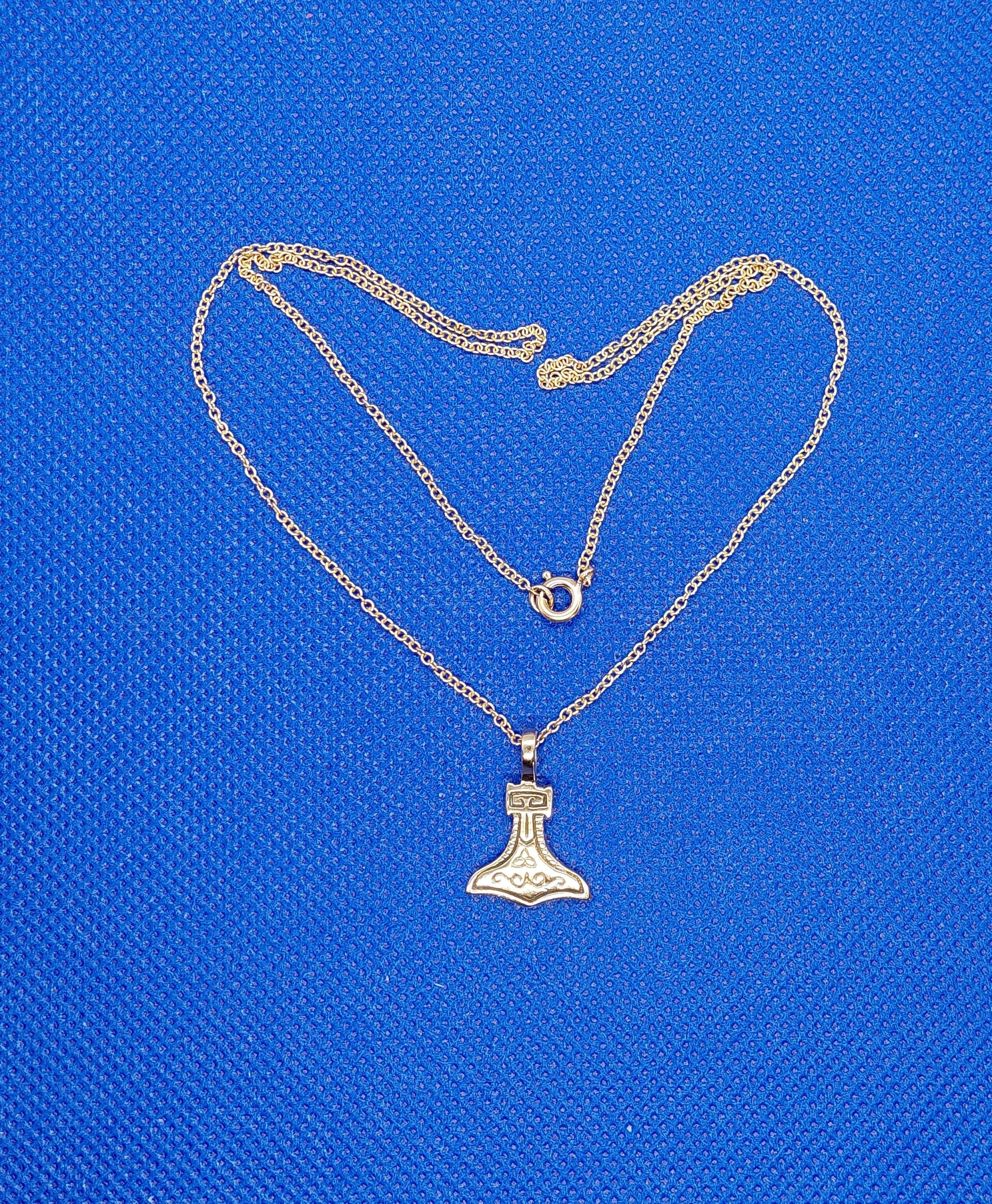 Ankerkette mit Anhänger Thors Hammer aus rotvergoldeter Bronze, Wikinger, Mittelalter, Vikings - image 5