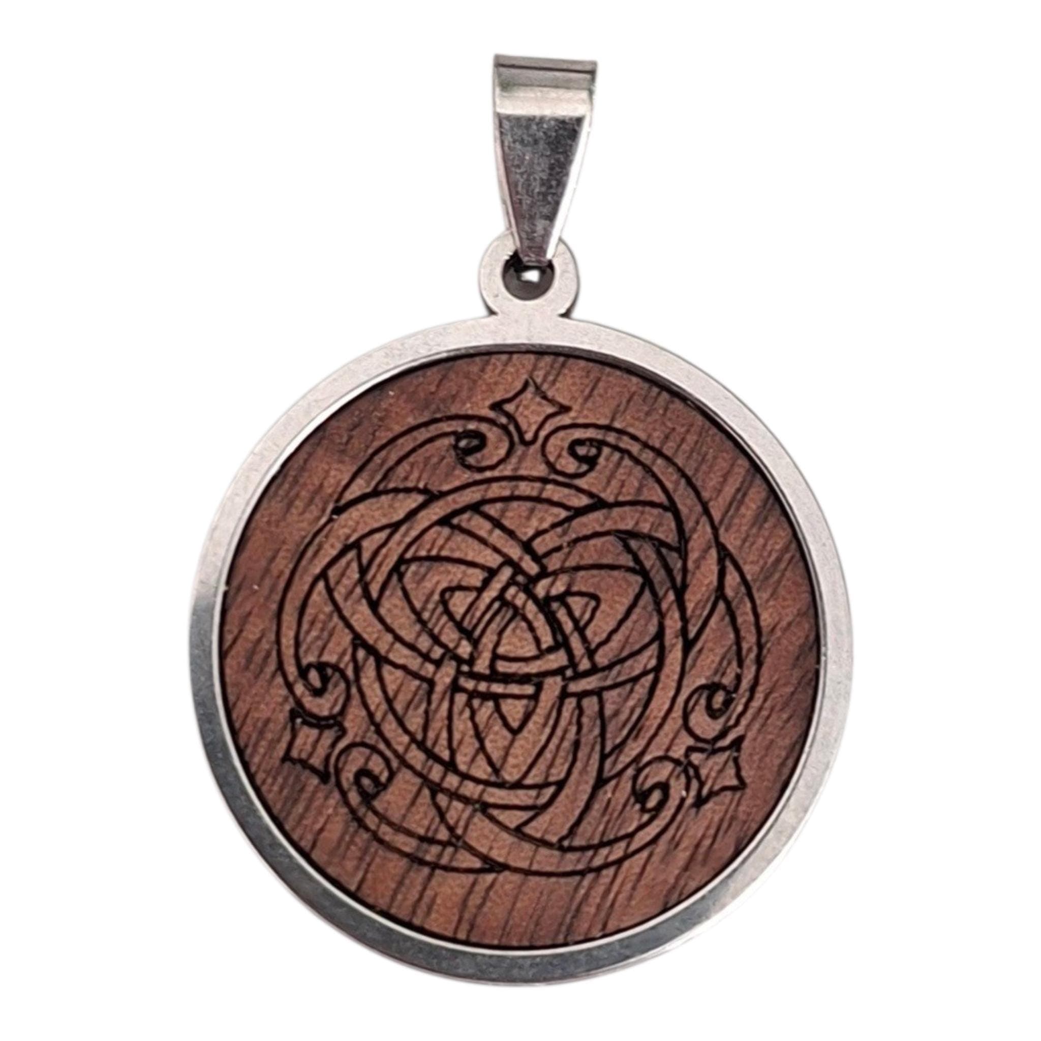 Edelstahl trifft Holz Amulett aus Edelholz in einer Fassung aus Edelstahl - image 5