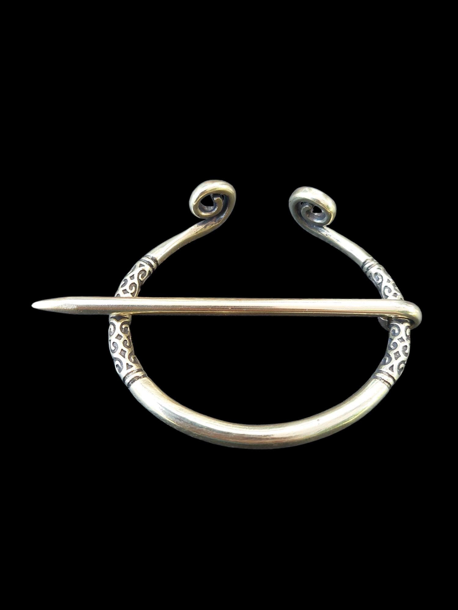 Ringfibel aus Messing für Wikinger, Kelten, Nordische Fibel, Mittelalter, Omega Fibel